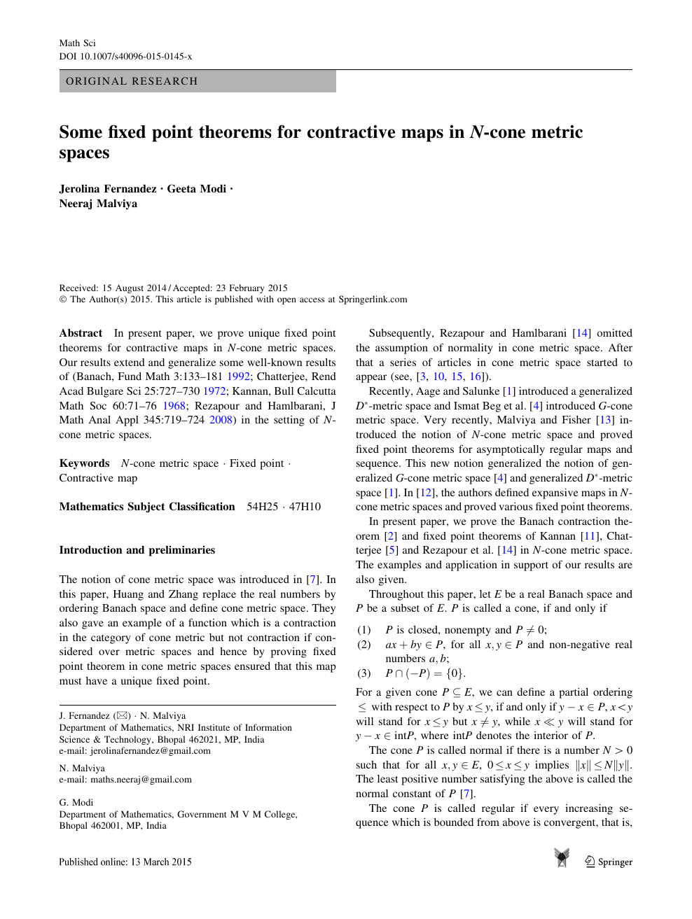 Some Fixed Point Theorems For Contractive Maps In N Cone Metric Spaces Topic Of Research Paper In Mathematics Download Scholarly Article Pdf And Read For Free On Cyberleninka Open Science Hub
