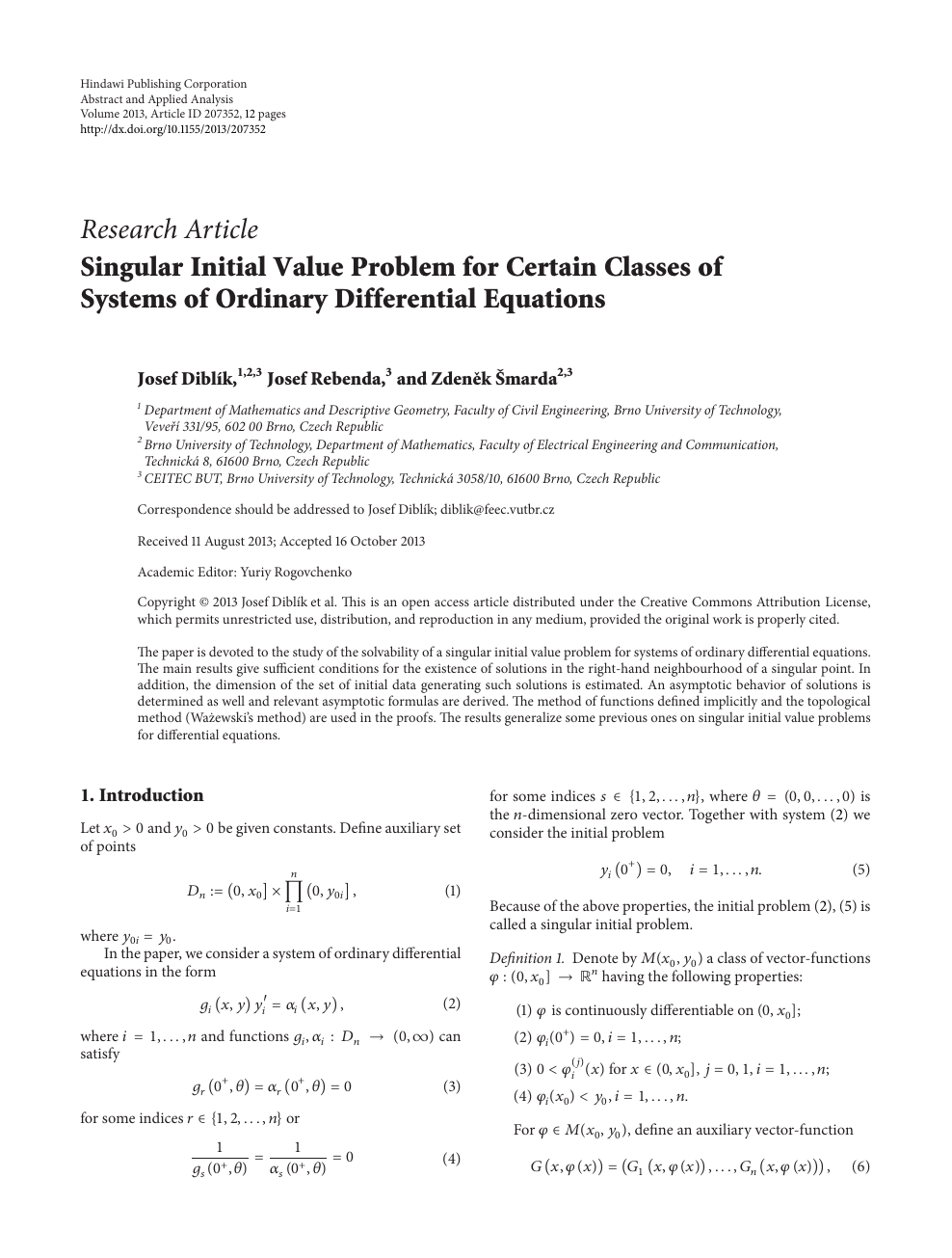 Singular Initial Value Problem For Certain Classes Of Systems Of Ordinary Differential Equations Topic Of Research Paper In Mathematics Download Scholarly Article Pdf And Read For Free On Cyberleninka Open Science