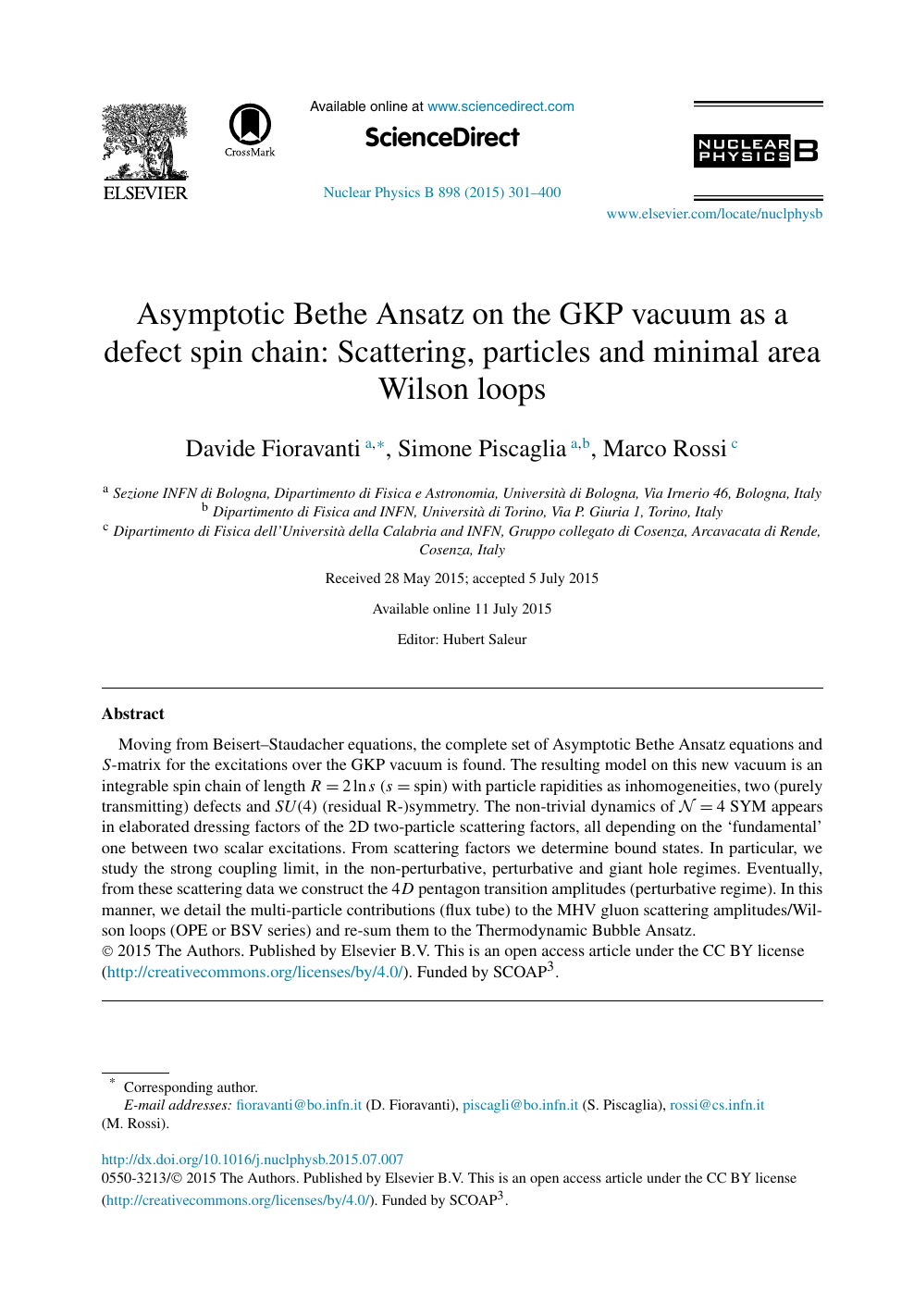 Asymptotic Bethe Ansatz On The Gkp Vacuum As A Defect Spin Chain Scattering Particles And Minimal Area Wilson Loops Topic Of Research Paper In Physical Sciences Download Scholarly Article Pdf And