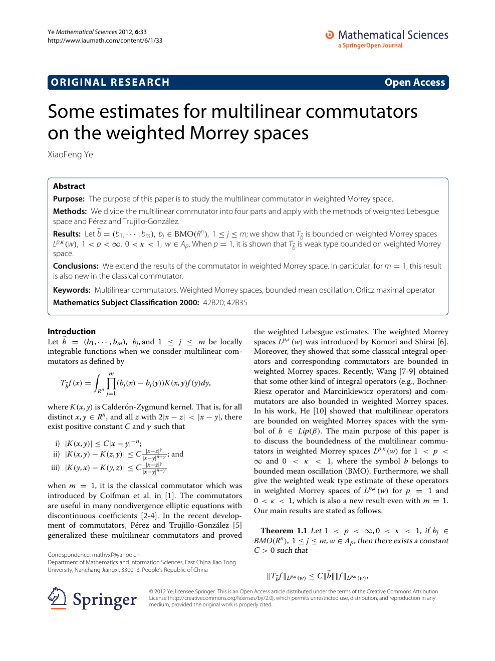 Some Estimates For Multilinear Commutators On The Weighted Morrey Spaces Topic Of Research Paper In Mathematics Download Scholarly Article Pdf And Read For Free On Cyberleninka Open Science Hub