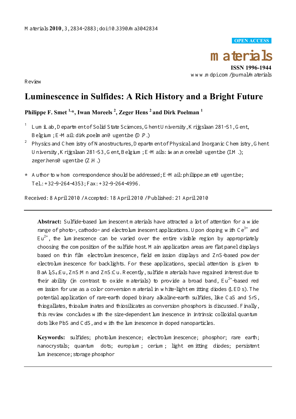 Luminescence in Sulfides: A Rich History and a Bright Future – topic of  research paper in Nano-technology. Download scholarly article PDF and read  for free on CyberLeninka open science hub.