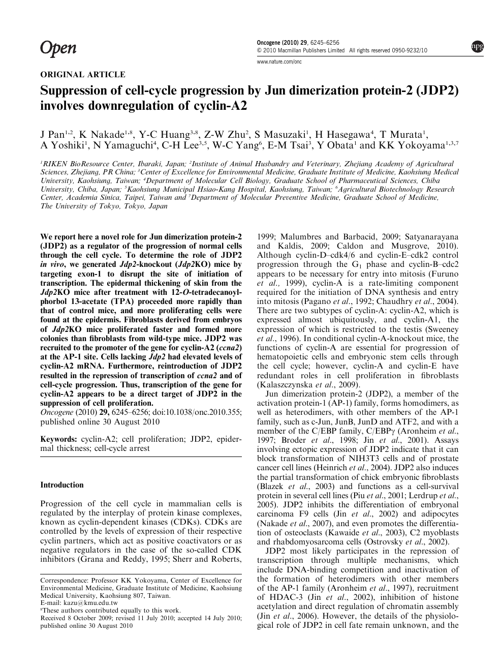 Suppression Of Cell Cycle Progression By Jun Dimerization Protein 2 Jdp2 Involves Downregulation Of Cyclin Topic Of Research Paper In Biological Sciences Download Scholarly Article Pdf And Read For Free On Cyberleninka Open