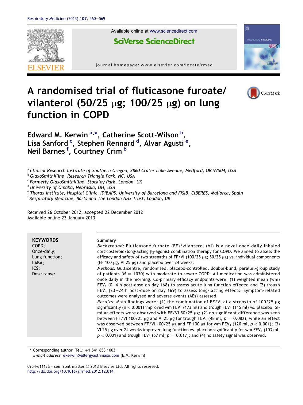 A Randomised Trial Of Fluticasone Furoate Vilanterol 50 25 Mg 100 25 Mg On Lung Function In Copd Topic Of Research Paper In Clinical Medicine Download Scholarly Article Pdf And Read For Free On