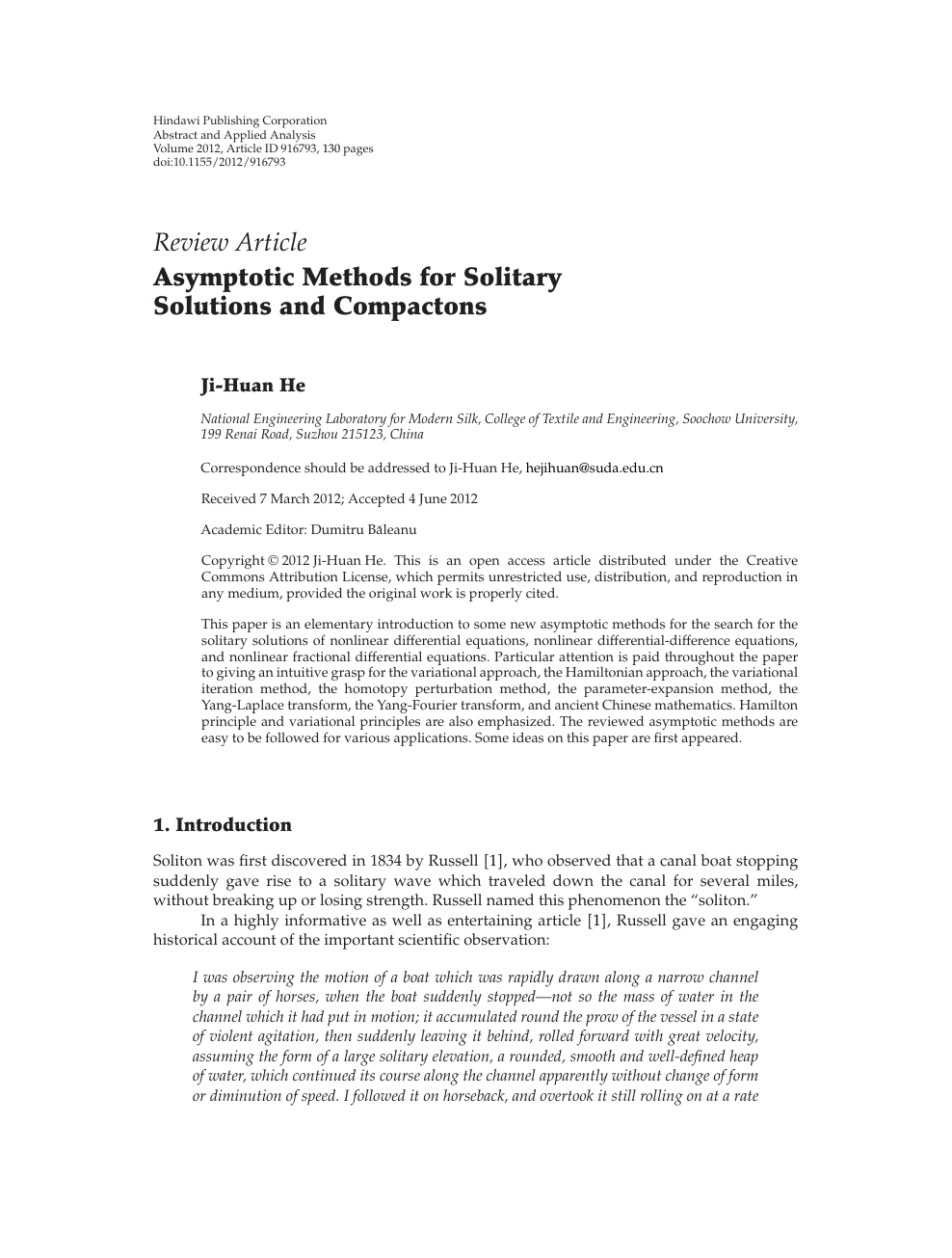 Asymptotic Methods For Solitary Solutions And Compactons Topic Of Research Paper In Mathematics Download Scholarly Article Pdf And Read For Free On Cyberleninka Open Science Hub