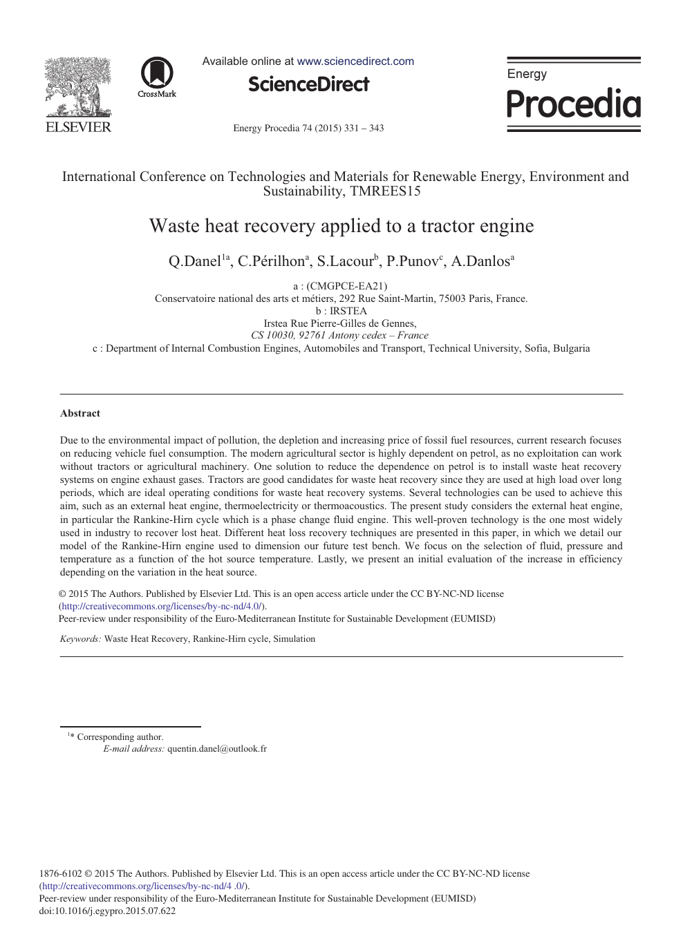 Waste Heat Recovery Applied To A Tractor Engine Topic Of Research Paper In Materials Engineering Download Scholarly Article Pdf And Read For Free On Cyberleninka Open Science Hub