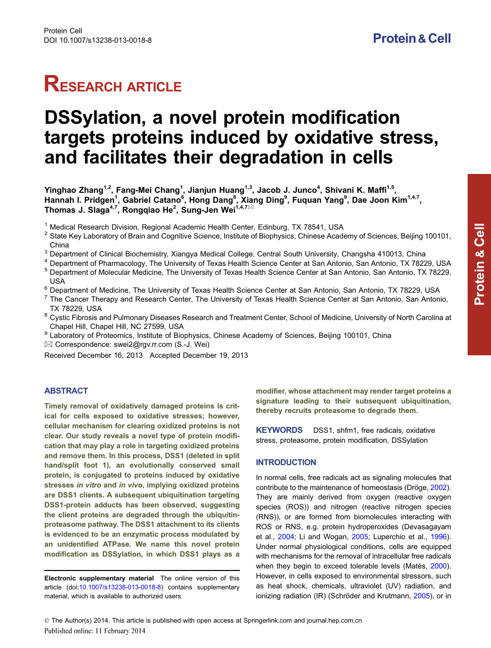 Dssylation A Novel Protein Modification Targets Proteins Induced By Oxidative Stress And Facilitates Their Degradation In Cells Topic Of Research Paper In Biological Sciences Download Scholarly Article Pdf And Read For