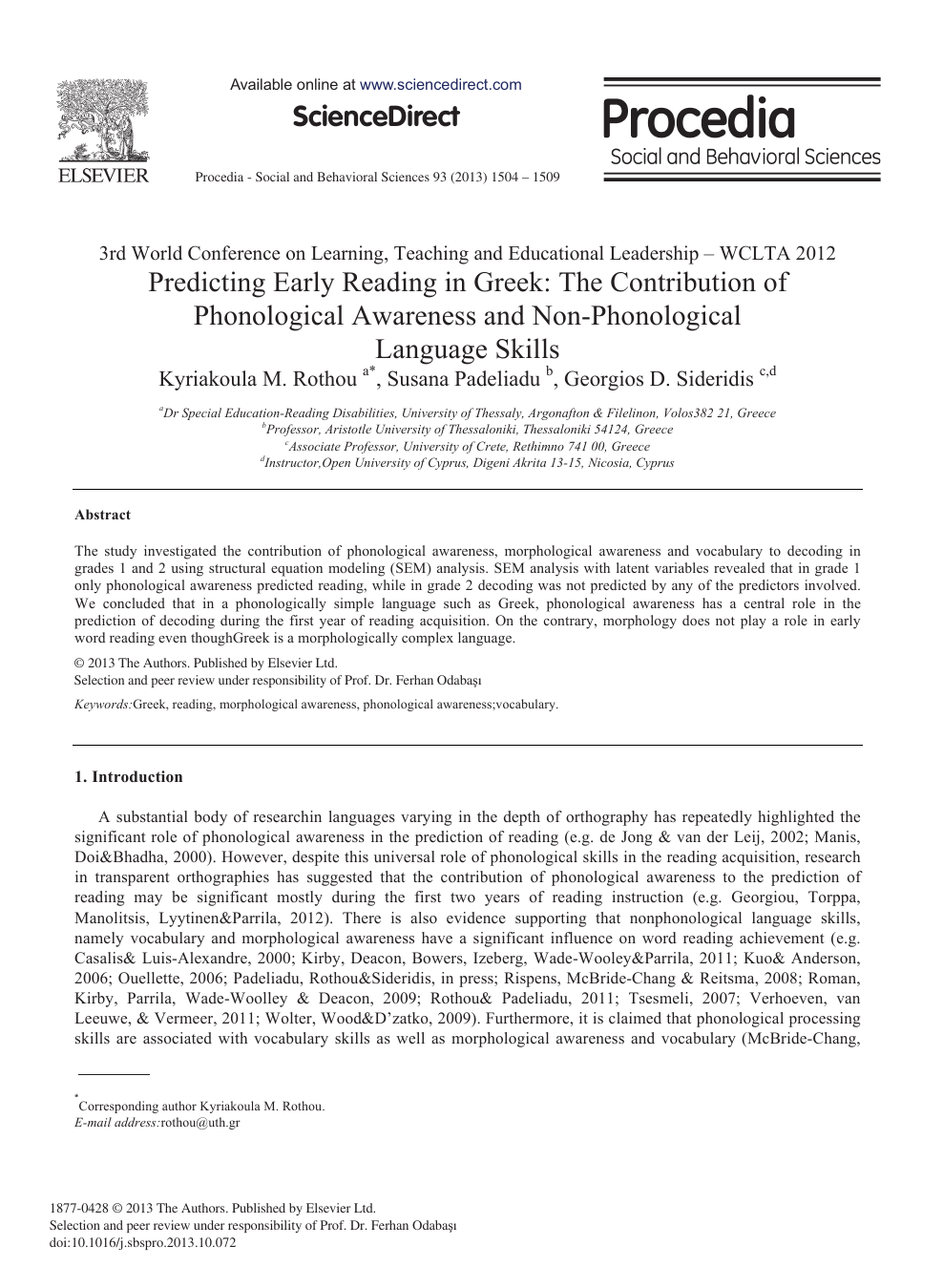 Evidence of an association between sign language phonological awareness and  word reading in deaf and hard-of-hearing children - ScienceDirect