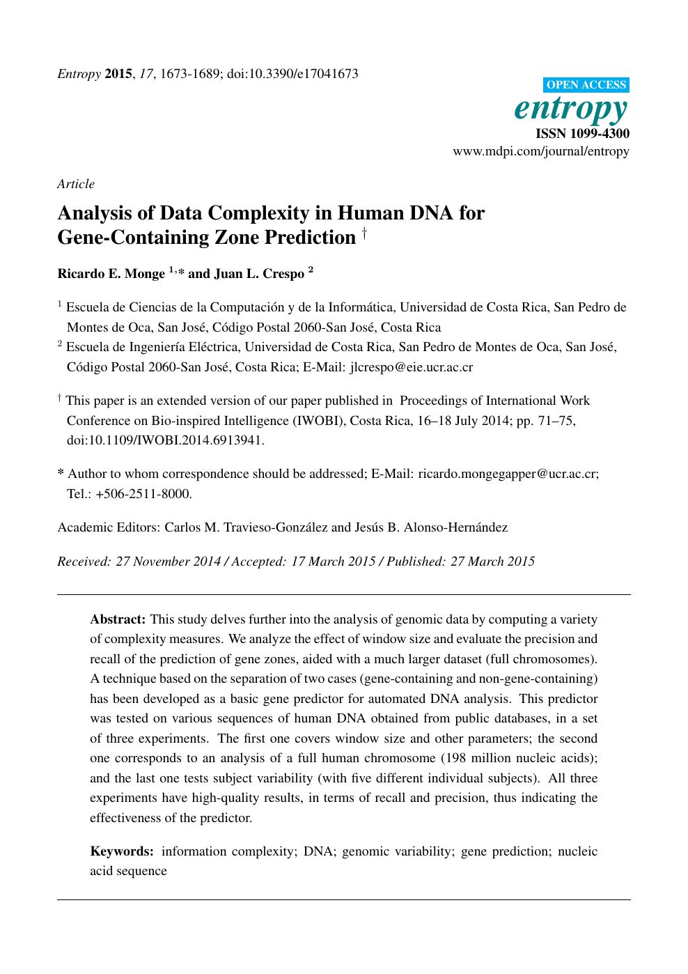 Analysis Of Data Complexity In Human Dna For Gene Containing Zone