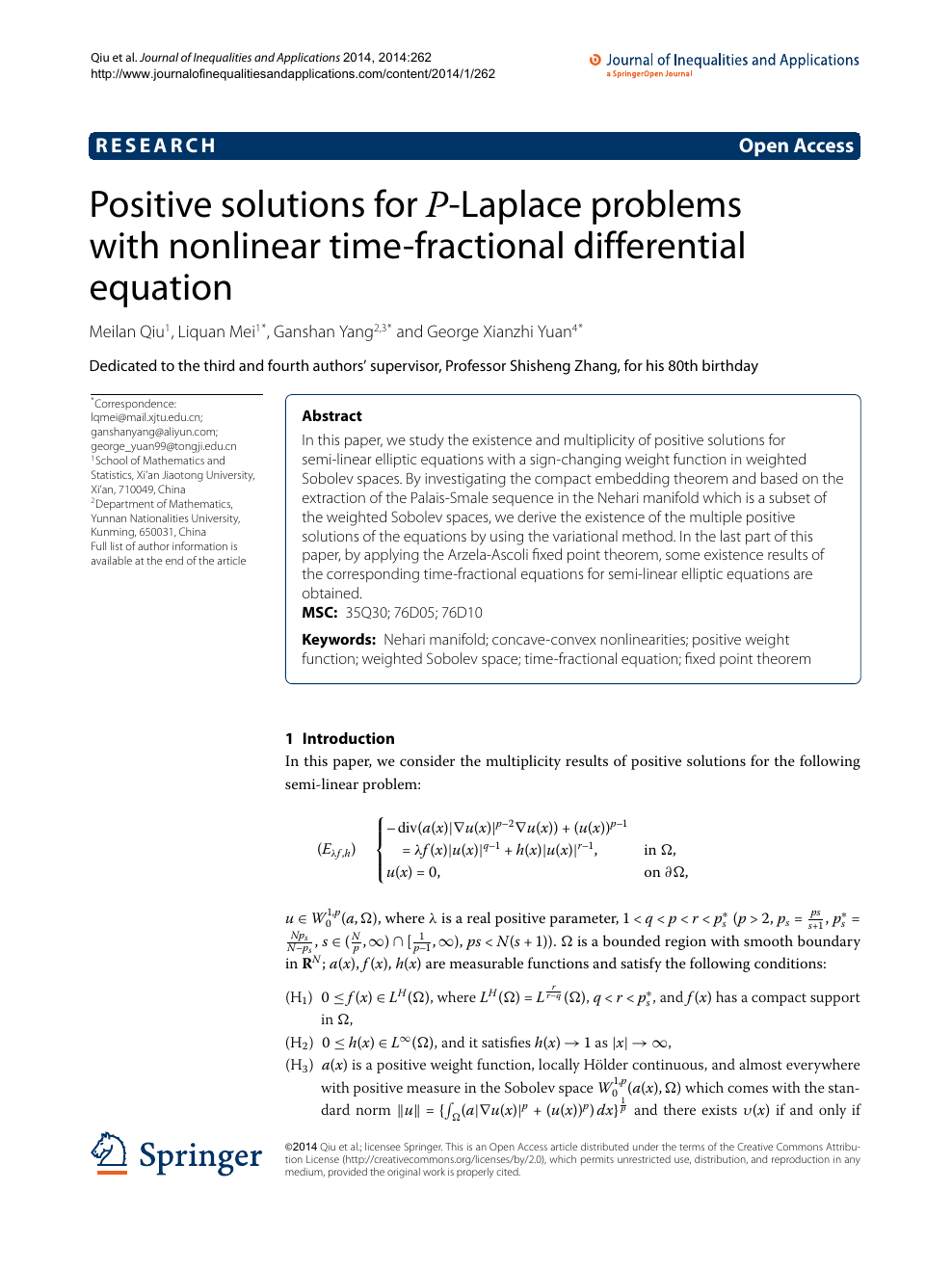 Positive Solutions For P Laplace Problems With Nonlinear Time Fractional Differential Equation Topic Of Research Paper In Mathematics Download Scholarly Article Pdf And Read For Free On Cyberleninka Open Science Hub