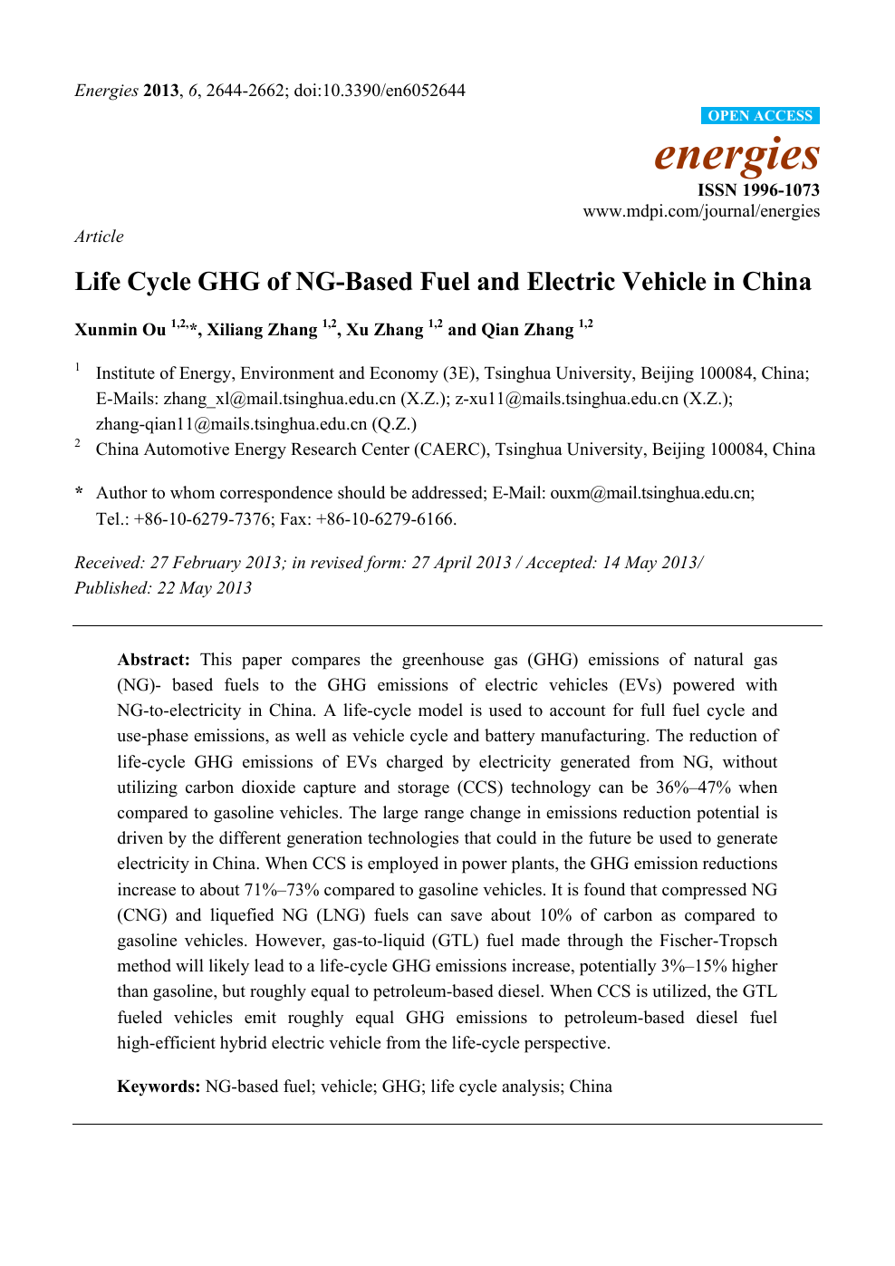 Life Cycle Ghg Of Ng Based Fuel And Electric Vehicle In China Topic Of Research Paper In Mechanical Engineering Download Scholarly Article Pdf And Read For Free On Cyberleninka Open Science Hub