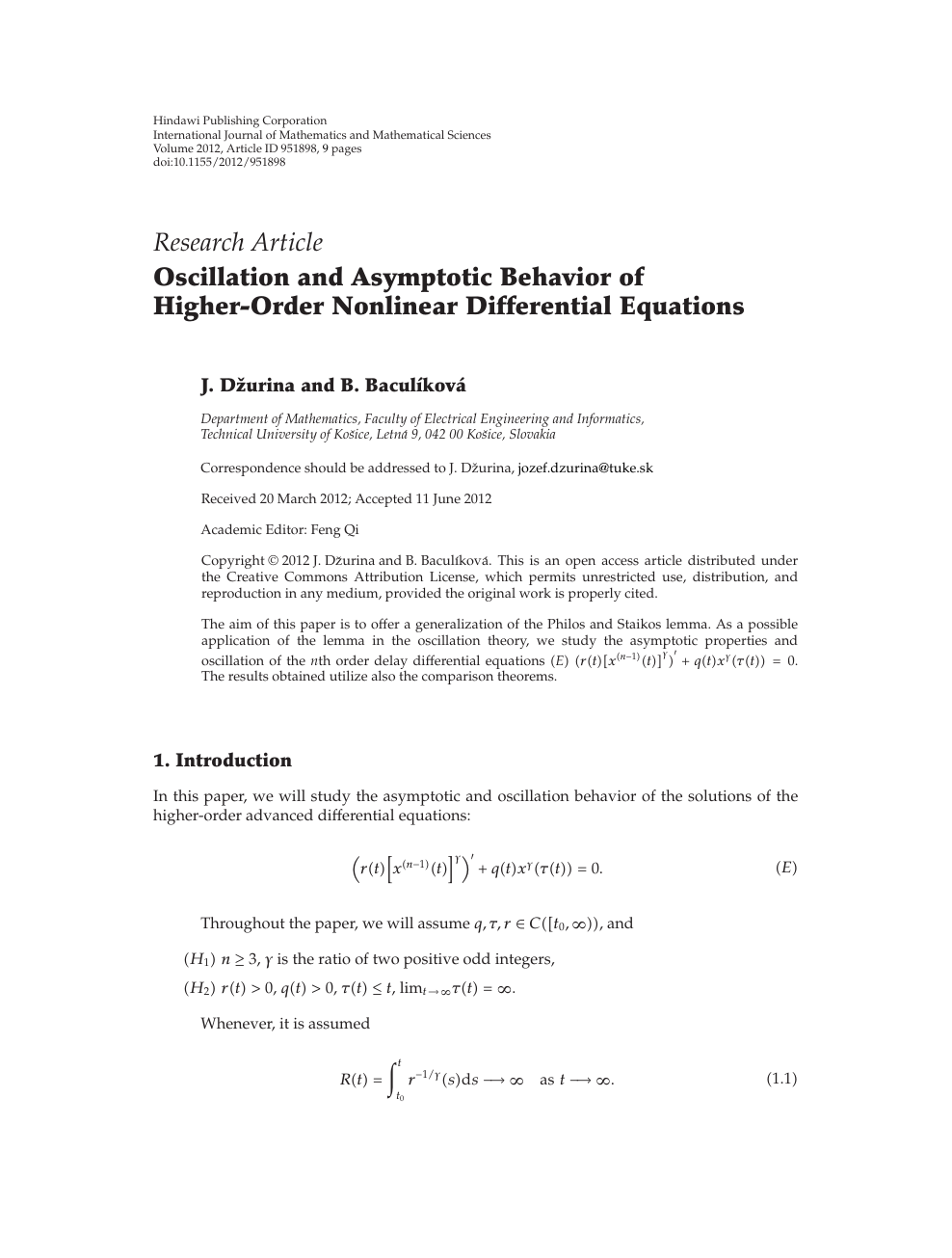 Oscillation And Asymptotic Behavior Of Higher Order Nonlinear Differential Equations Topic Of Research Paper In Mathematics Download Scholarly Article Pdf And Read For Free On Cyberleninka Open Science Hub