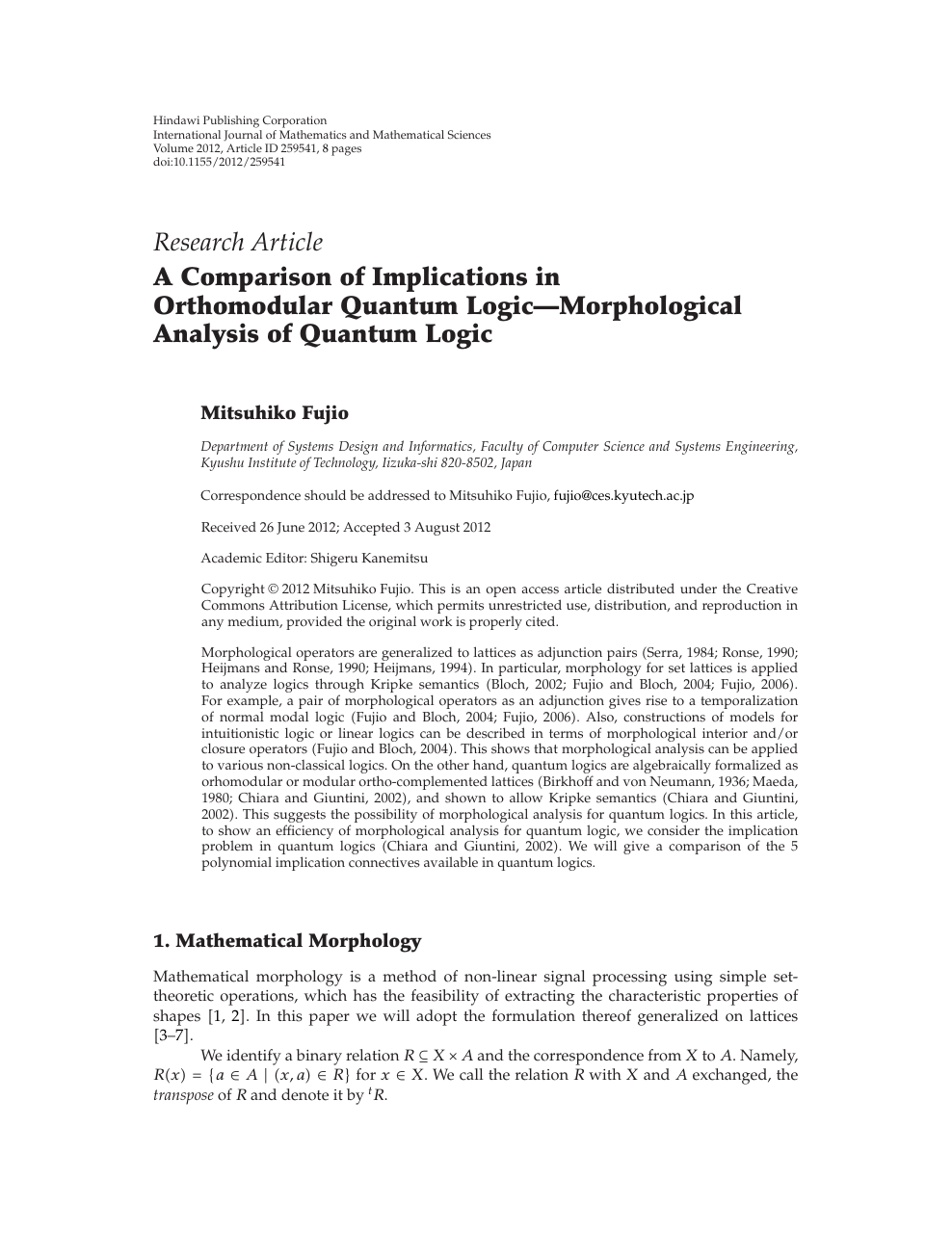 A Comparison Of Implications In Orthomodular Quantum Logic Morphological Analysis Of Quantum Logic Topic Of Research Paper In Mathematics Download Scholarly Article Pdf And Read For Free On Cyberleninka Open Science Hub