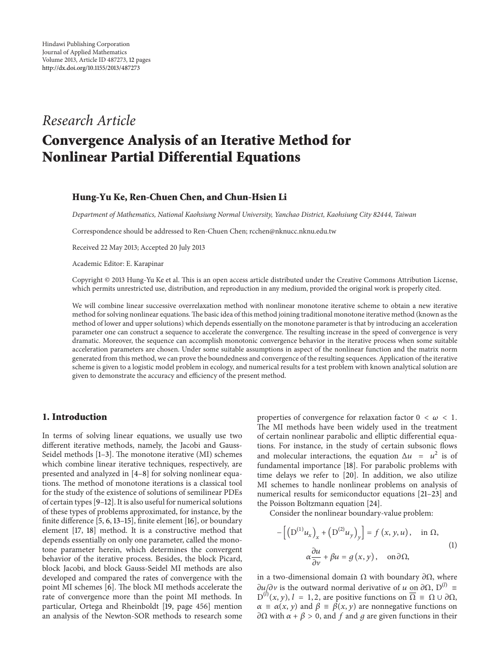 Convergence Analysis Of An Iterative Method For Nonlinear Partial Differential Equations Topic Of Research Paper In Mathematics Download Scholarly Article Pdf And Read For Free On Cyberleninka Open Science Hub