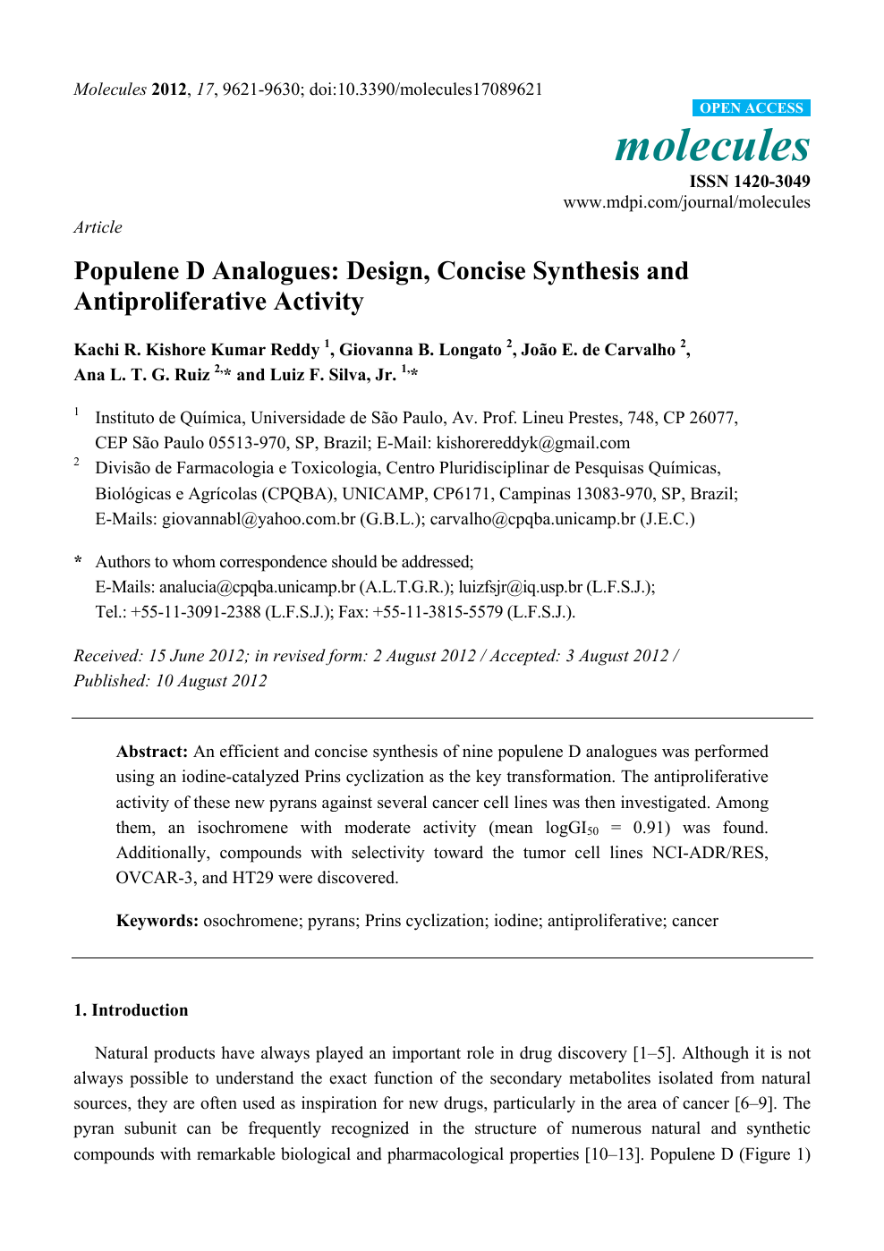 Populene D Analogues Design Concise Synthesis And Antiproliferative Activity Topic Of Research Paper In Chemical Sciences Download Scholarly Article Pdf And Read For Free On Cyberleninka Open Science Hub
