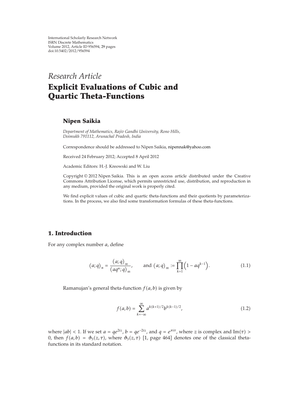 Explicit Evaluations Of Cubic And Quartic Theta Functions Topic Of Research Paper In Mathematics Download Scholarly Article Pdf And Read For Free On Cyberleninka Open Science Hub