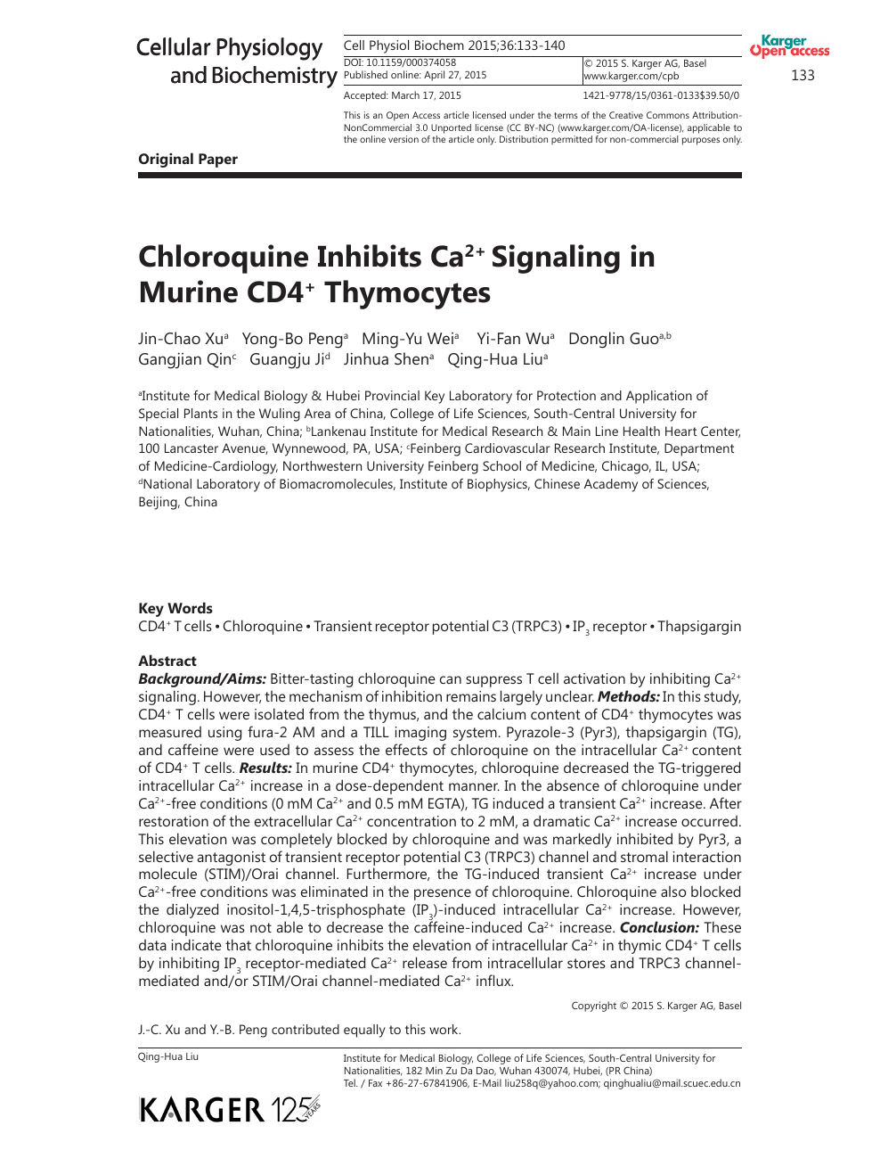 Chloroquine Inhibits Ca Sup 2 Sup Signaling In Murine Cd4 Sup Sup Thymocytes Topic Of Research Paper In Biological Sciences Download Scholarly Article Pdf And Read For Free On Cyberleninka Open Science Hub