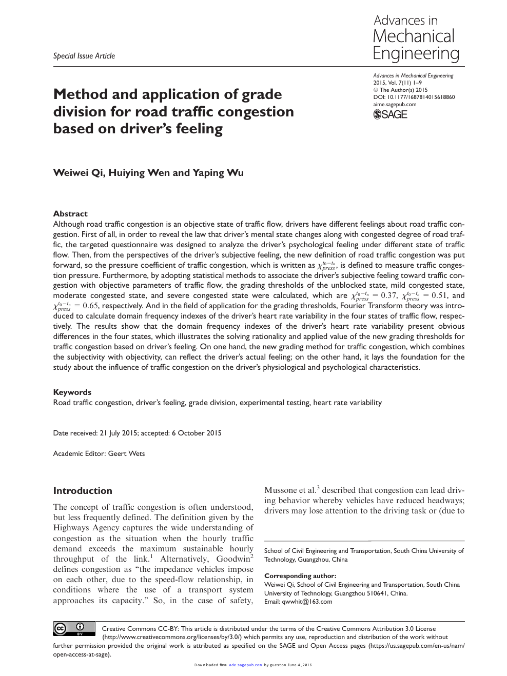 traffic congestion research paper