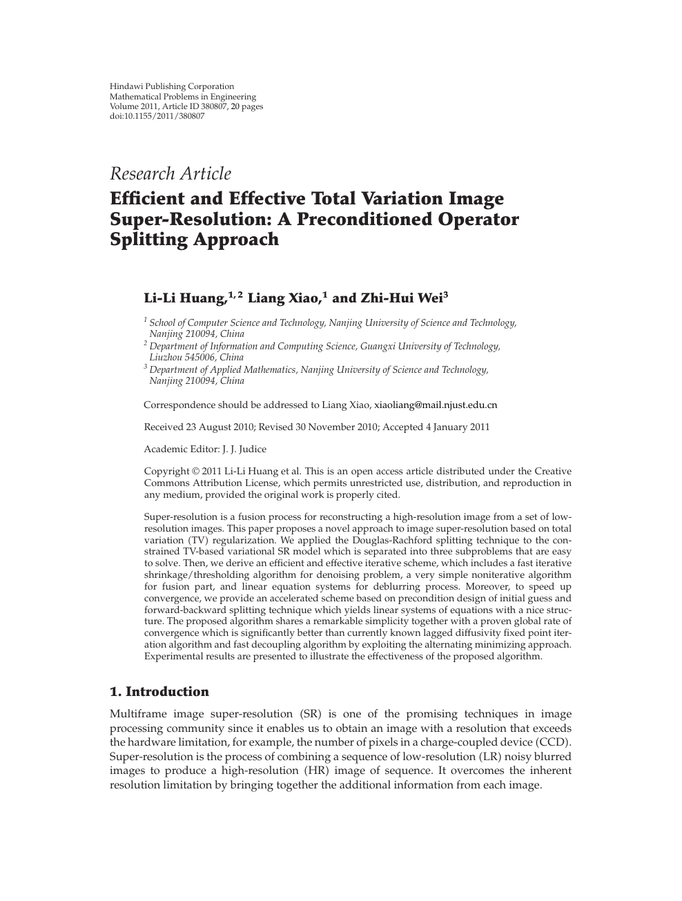 Efficient And Effective Total Variation Image Super Resolution A Preconditioned Operator Splitting Approach Topic Of Research Paper In Electrical Engineering Electronic Engineering Information Engineering Download Scholarly Article Pdf And Read