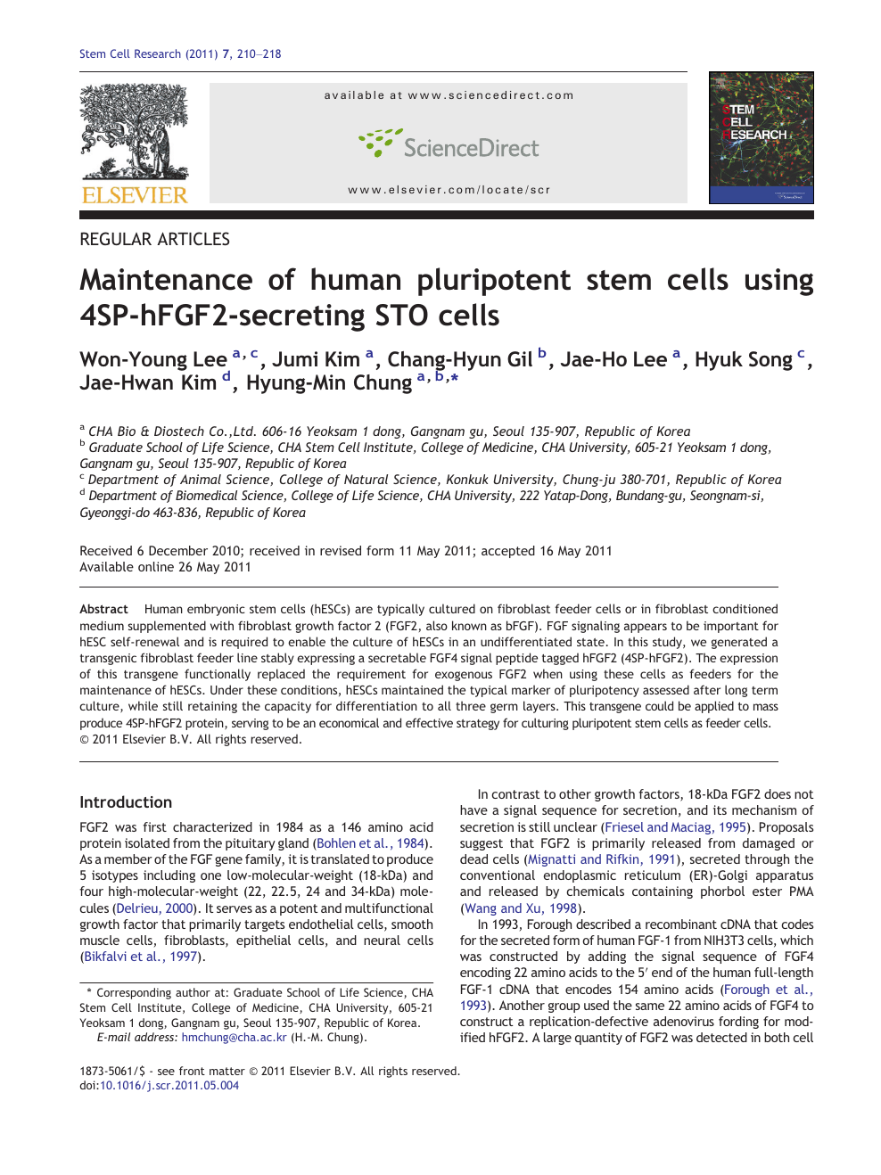 Maintenance Of Human Pluripotent Stem Cells Using 4sp Hfgf2 Secreting Sto Cells Topic Of Research Paper In Biological Sciences Download Scholarly Article Pdf And Read For Free On Cyberleninka Open Science Hub
