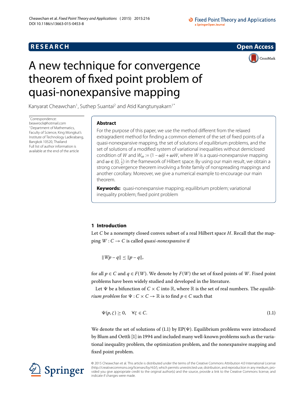 A New Technique For Convergence Theorem Of Fixed Point Problem Of Quasi Nonexpansive Mapping Topic Of Research Paper In Mathematics Download Scholarly Article Pdf And Read For Free On Cyberleninka Open Science