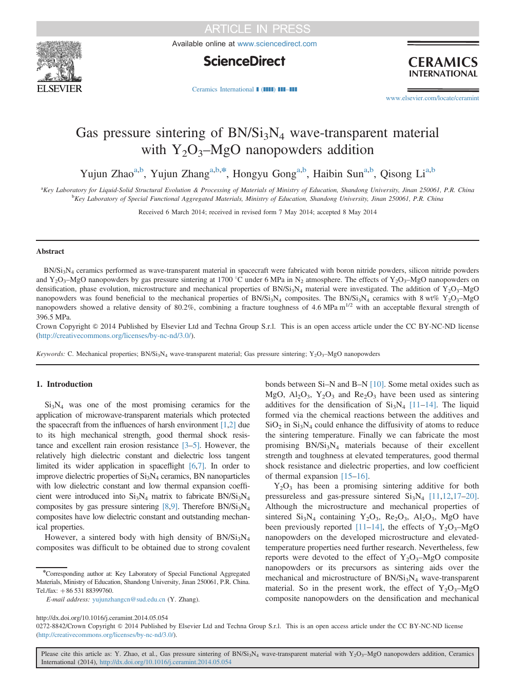 Gas Pressure Sintering Of Bn Si3n4 Wave Transparent Material With Y2o3 Mgo Nanopowders Addition Topic Of Research Paper In Materials Engineering Download Scholarly Article Pdf And Read For Free On Cyberleninka Open Science Hub
