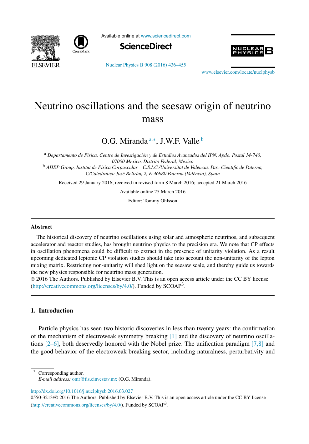 Neutrino Oscillations And The Seesaw Origin Of Neutrino Mass Topic Of Research Paper In Physical Sciences Download Scholarly Article Pdf And Read For Free On Cyberleninka Open Science Hub