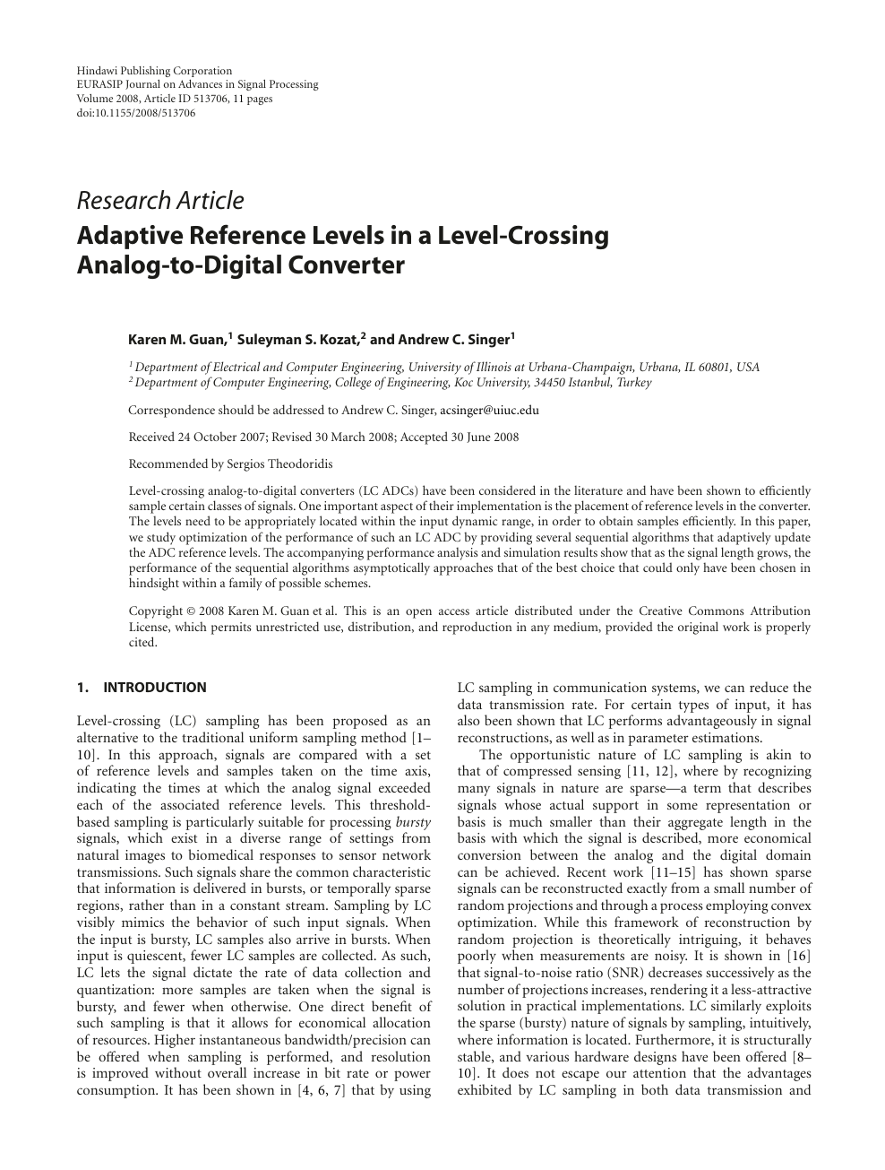 Adaptive Reference Levels In A Level Crossing Analog To Digital Converter Topic Of Research Paper In Computer And Information Sciences Download Scholarly Article Pdf And Read For Free On Cyberleninka Open Science Hub