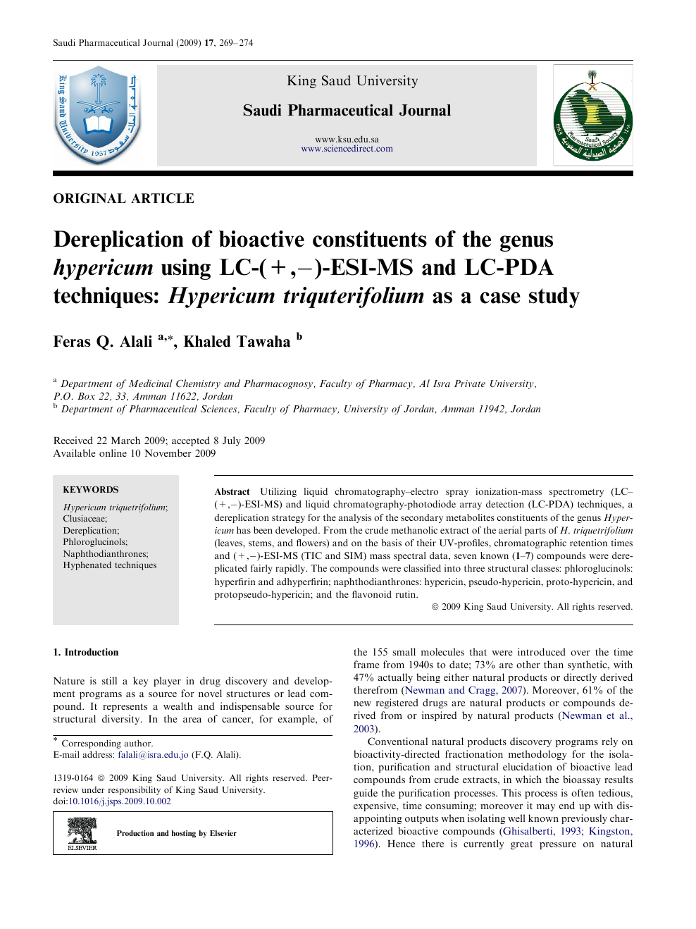 Dereplication Of Bioactive Constituents Of The Genus Hypericum