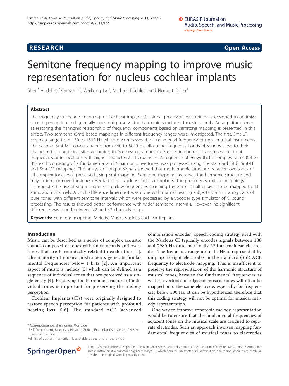 Semitone Frequency Mapping To Improve Music Representation For Nucleus Cochlear Implants Topic Of Research Paper In Medical Engineering Download Scholarly Article Pdf And Read For Free On Cyberleninka Open Science Hub