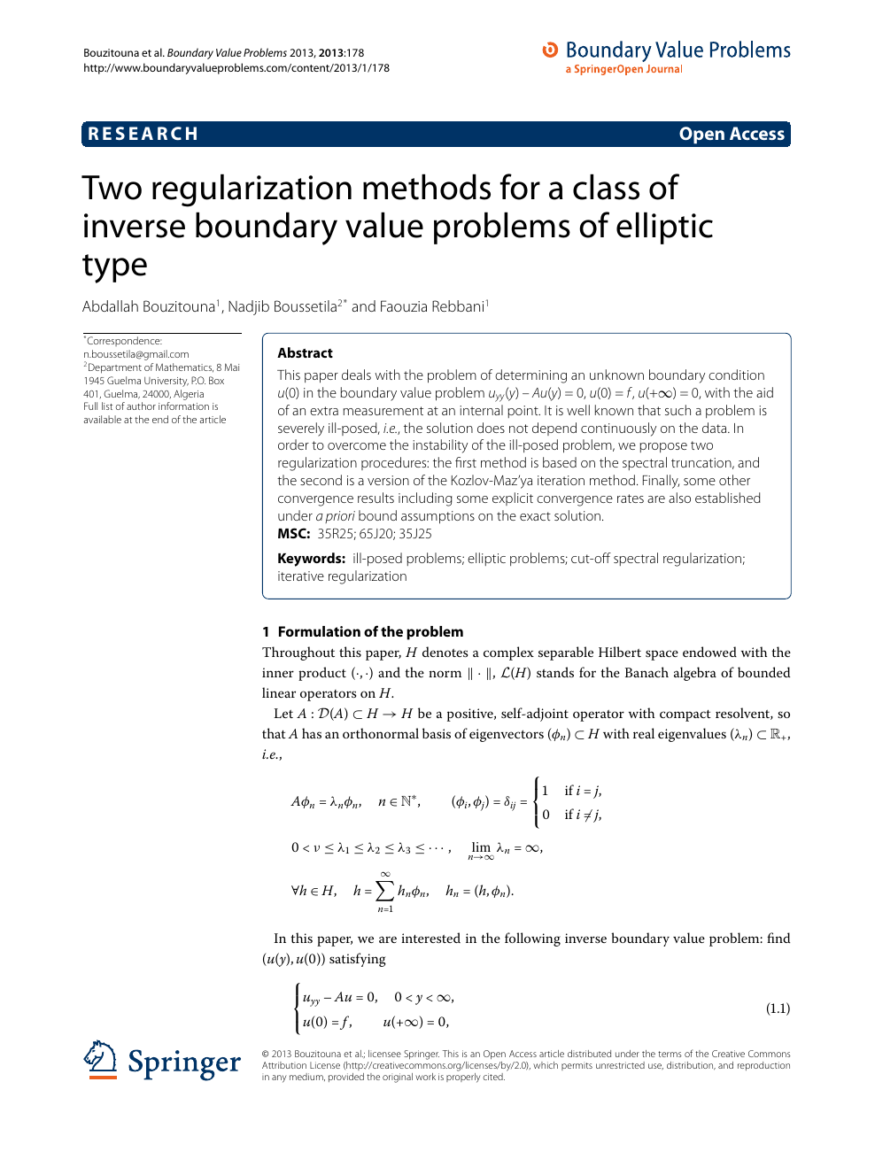 Two Regularization Methods For A Class Of Inverse Boundary Value Problems Of Elliptic Type Topic Of Research Paper In Mathematics Download Scholarly Article Pdf And Read For Free On Cyberleninka Open