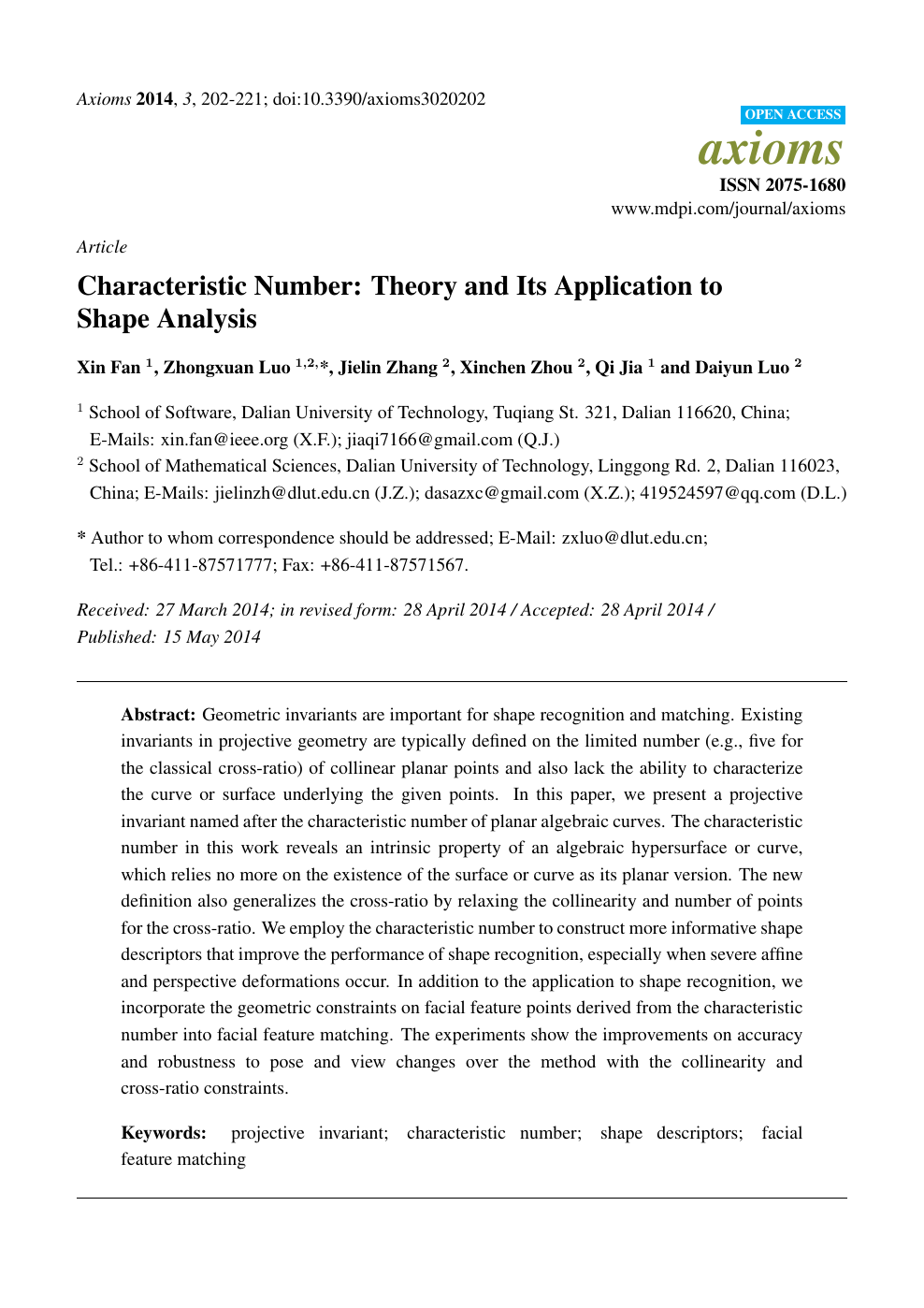Characteristic Number Theory And Its Application To Shape Analysis Topic Of Research Paper In Mathematics Download Scholarly Article Pdf And Read For Free On Cyberleninka Open Science Hub