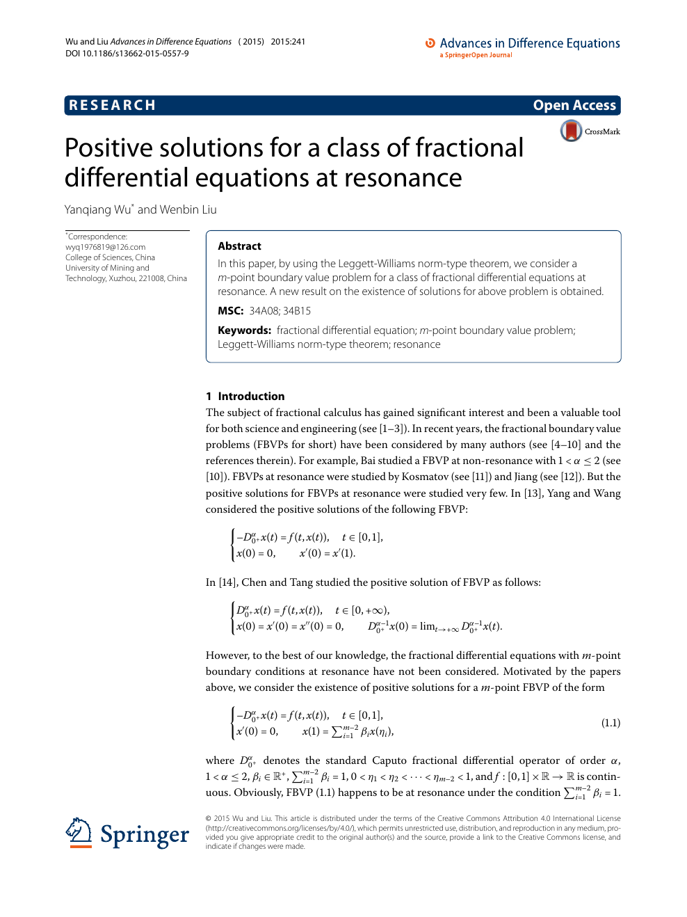 Positive Solutions For A Class Of Fractional Differential Equations At Resonance Topic Of Research Paper In Mathematics Download Scholarly Article Pdf And Read For Free On Cyberleninka Open Science Hub