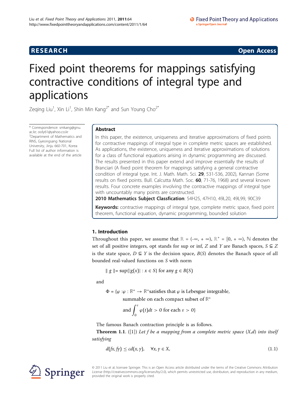 Fixed Point Theorems For Mappings Satisfying Contractive Conditions Of Integral Type And Applications Topic Of Research Paper In Mathematics Download Scholarly Article Pdf And Read For Free On Cyberleninka Open Science