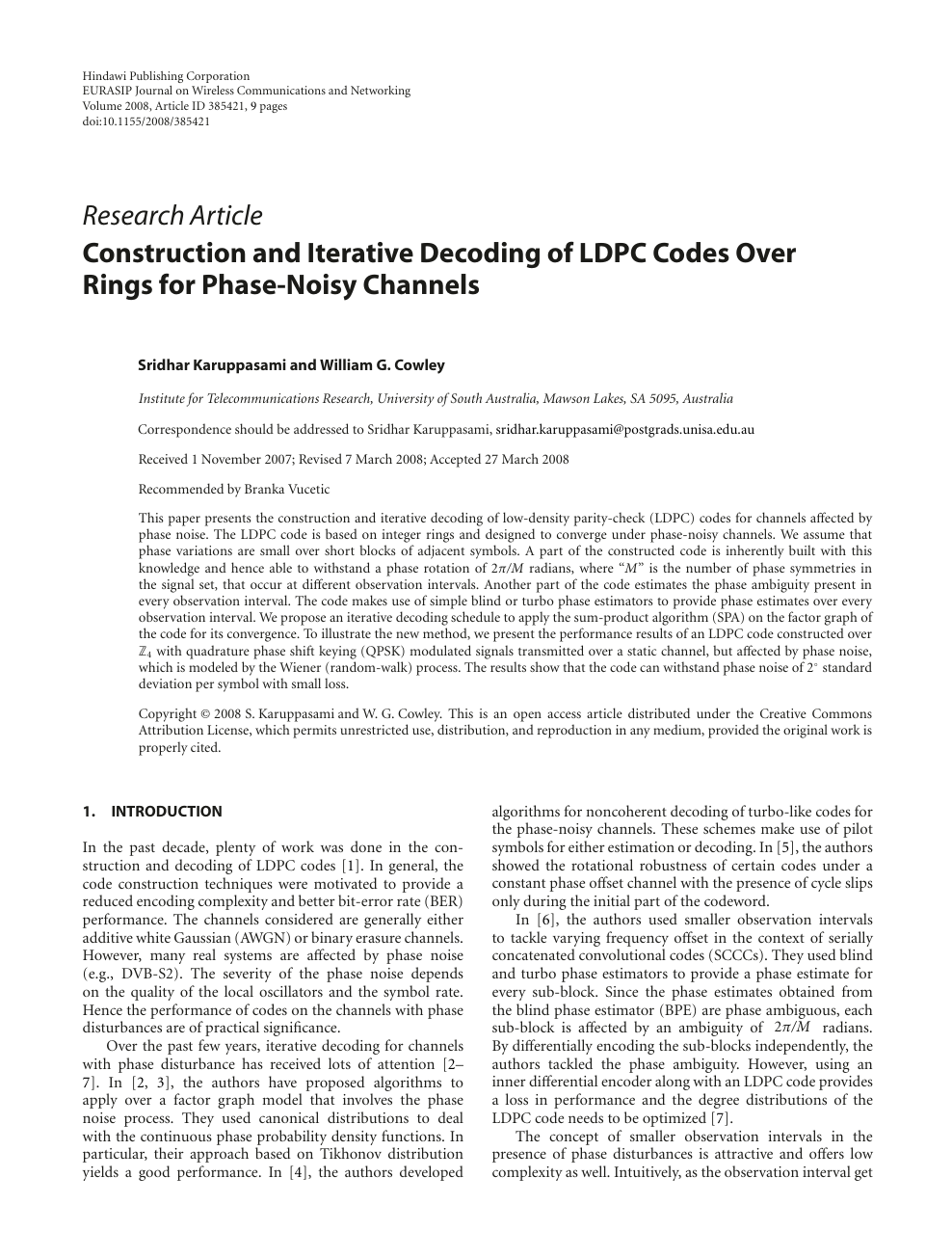 Construction And Iterative Decoding Of Ldpc Codes Over Rings For