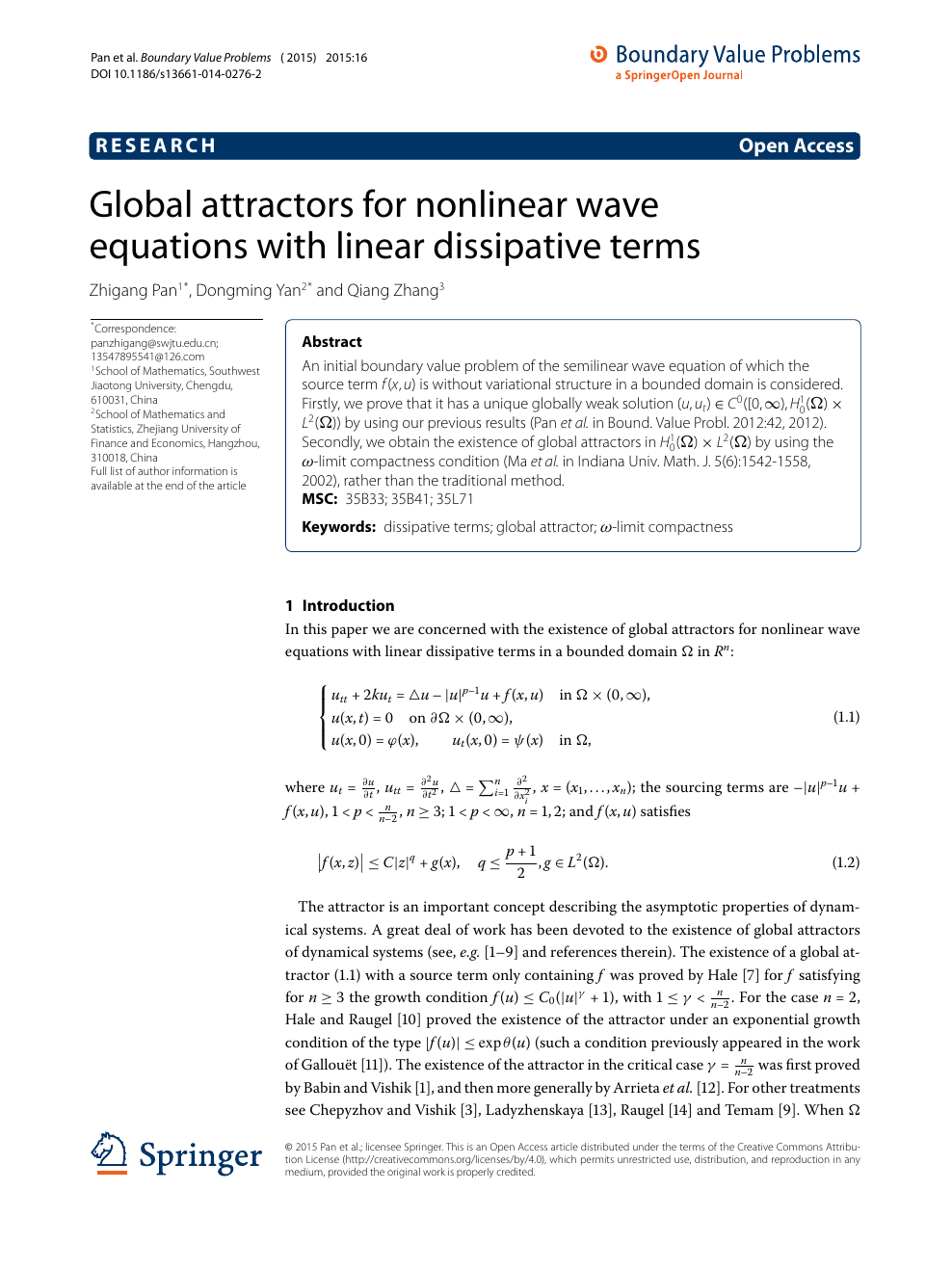 Global Attractors For Nonlinear Wave Equations With Linear Dissipative Terms Topic Of Research Paper In Mathematics Download Scholarly Article Pdf And Read For Free On Cyberleninka Open Science Hub