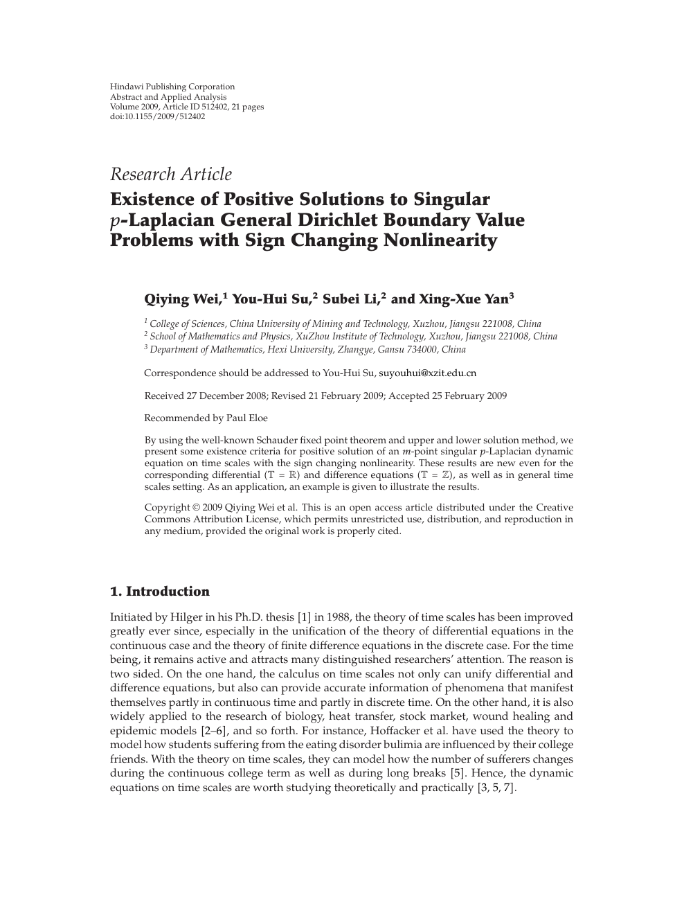 Existence Of Positive Solutions To Singular 𝑝 Laplacian General Dirichlet Boundary Value Problems With Sign Changing Nonlinearity Topic Of Research Paper In Mathematics Download Scholarly Article Pdf And Read For Free On