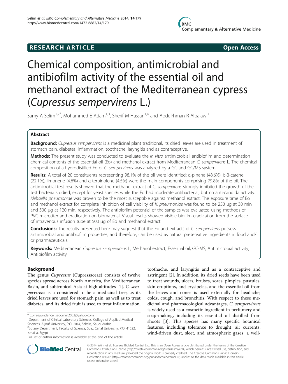 Chemical Composition and Biological Activity of the Essential Oil