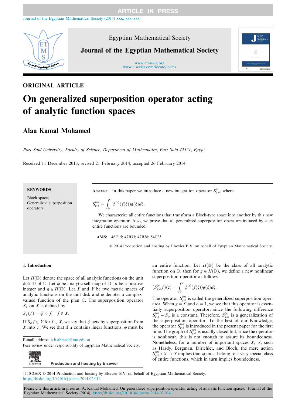 On Generalized Superposition Operator Acting Of Analytic Function Spaces Topic Of Research Paper In Mathematics Download Scholarly Article Pdf And Read For Free On Cyberleninka Open Science Hub