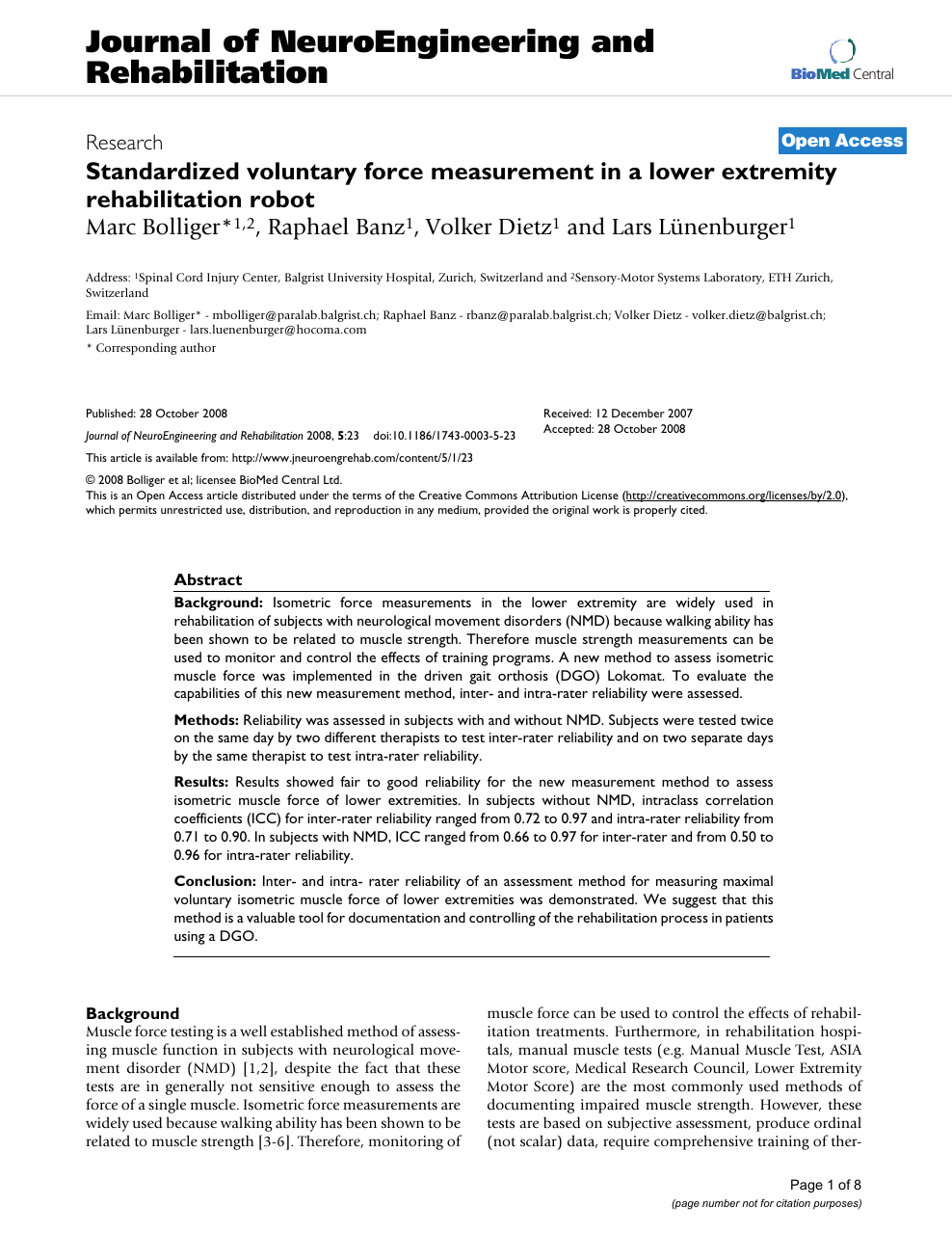 Intrarater reliability of manual muscle test (Medical Research