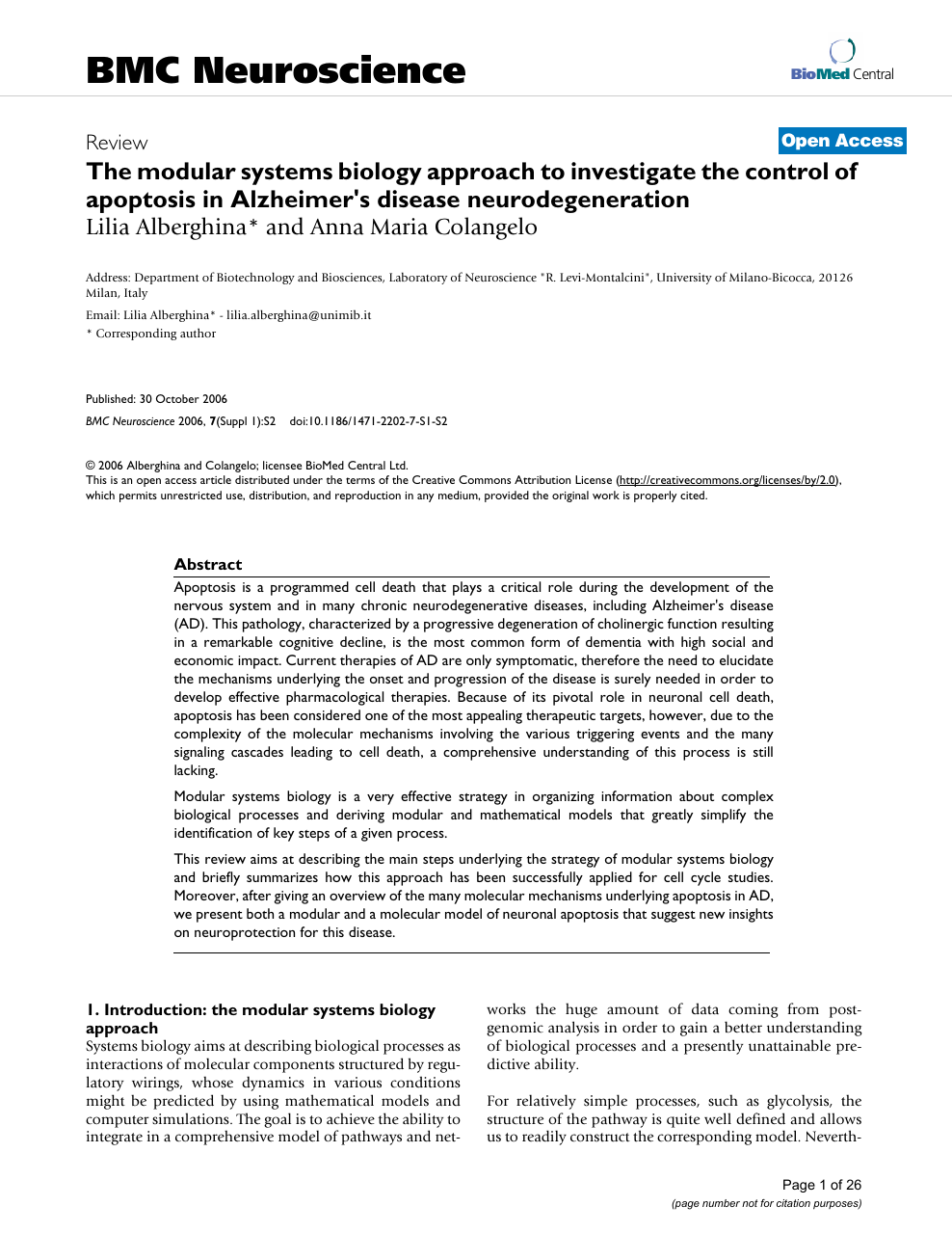 Opponent Change slow The modular systems biology approach to investigate the control of  apoptosis in Alzheimer's disease neurodegeneration – topic of research  paper in Biological sciences. Download scholarly article PDF and read for  free on