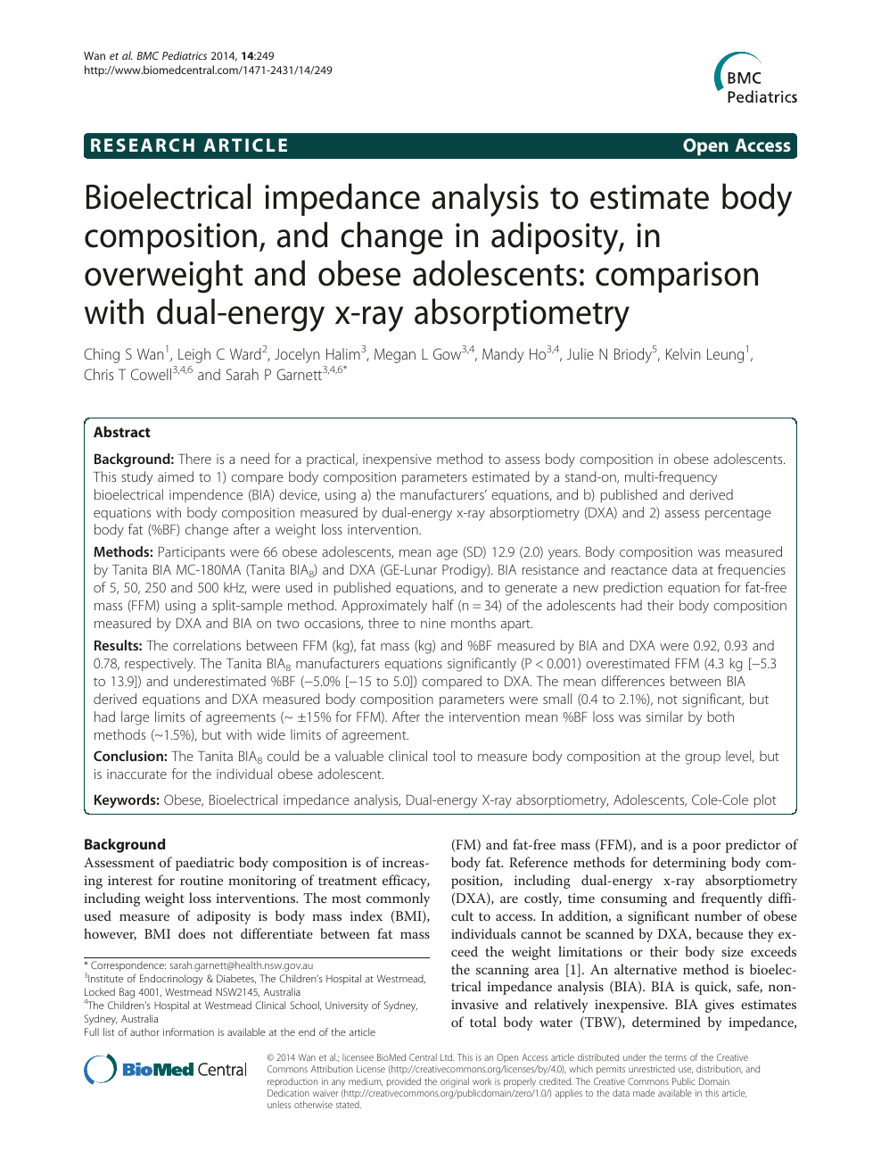 Body composition assessment using bioelectrical impedance analysis