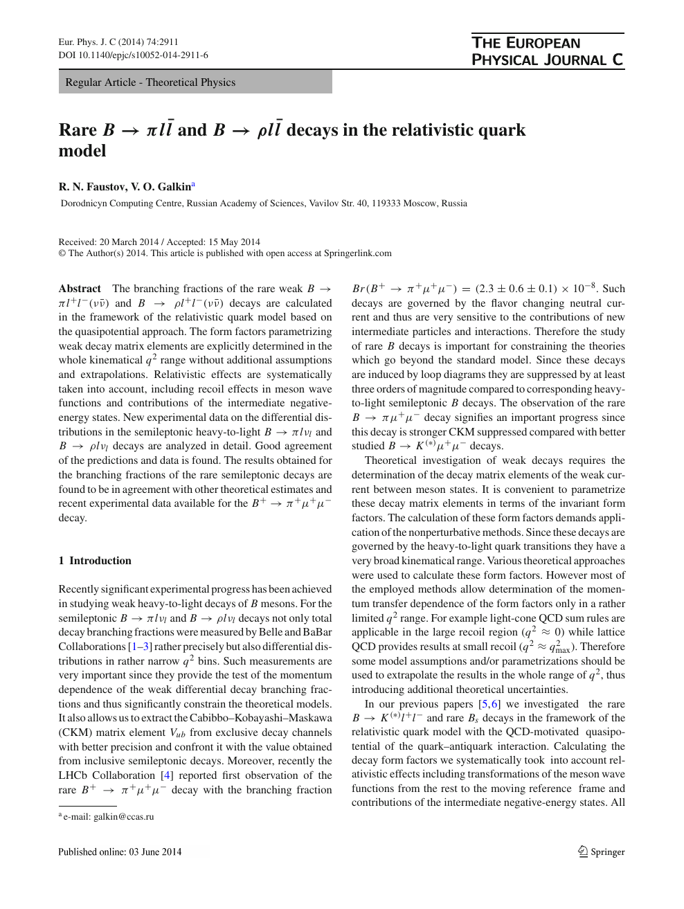 Rare B Rightarrow Pi L Bar L B P L L And B Rightarrow Rho L Bar L B R L L Decays In The Relativistic Quark Model Topic Of Research Paper
