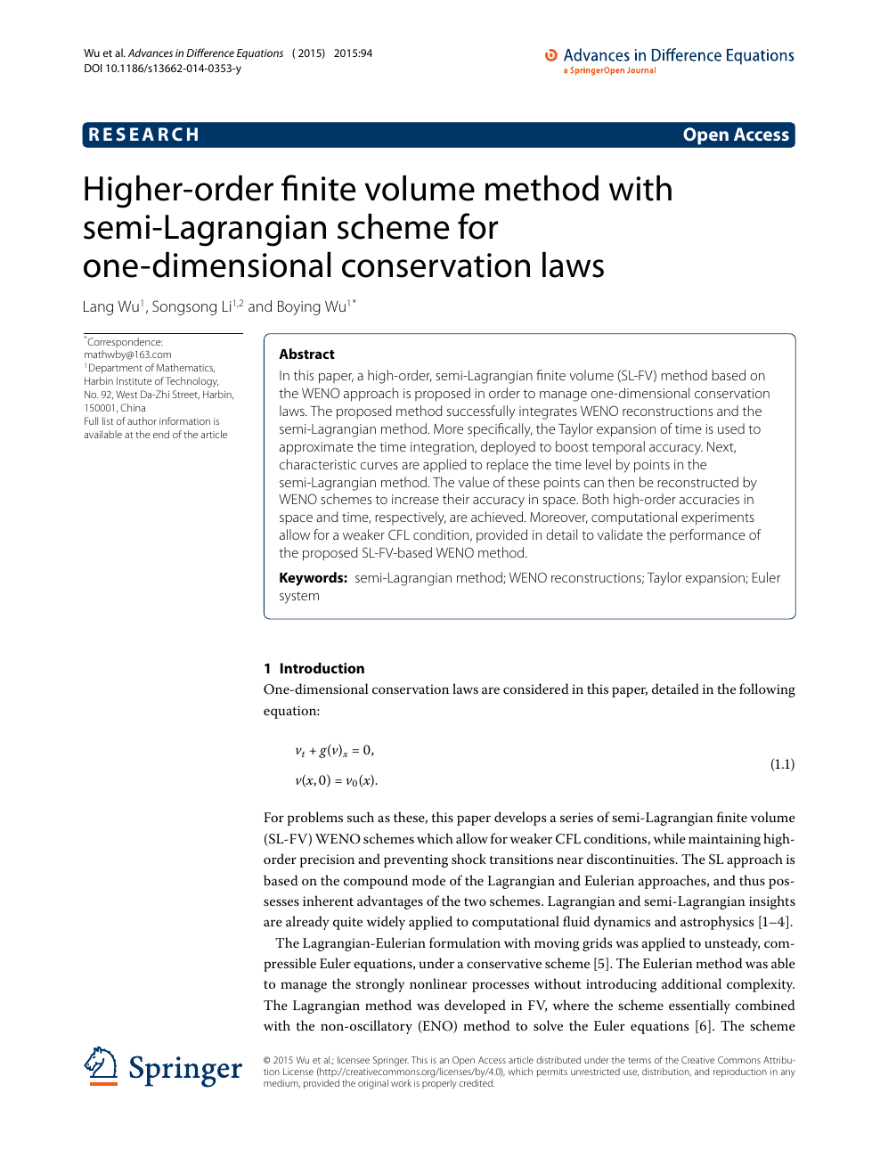 Higher Order Finite Volume Method With Semi Lagrangian Scheme For One Dimensional Conservation Laws Topic Of Research Paper In Mathematics Download Scholarly Article Pdf And Read For Free On Cyberleninka Open Science Hub