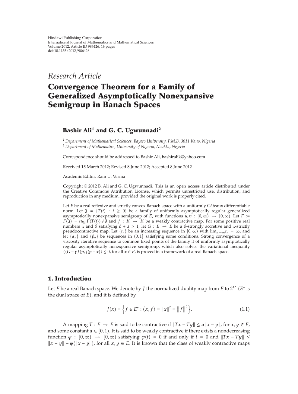 Convergence Theorem For A Family Of Generalized Asymptotically Nonexpansive Semigroup In Banach Spaces Topic Of Research Paper In Mathematics Download Scholarly Article Pdf And Read For Free On Cyberleninka Open Science