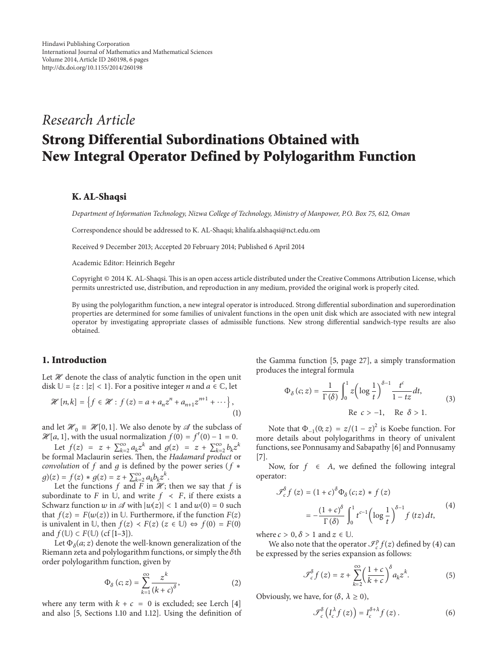 Strong Differential Subordinations Obtained With New Integral Operator Defined By Polylogarithm Function Topic Of Research Paper In Mathematics Download Scholarly Article Pdf And Read For Free On Cyberleninka Open Science Hub