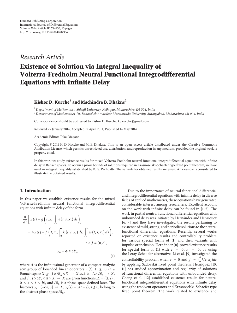 Existence Of Solution Via Integral Inequality Of Volterra Fredholm Neutral Functional Integrodifferential Equations With Infinite Delay Topic Of Research Paper In Mathematics Download Scholarly Article Pdf And Read For Free On Cyberleninka