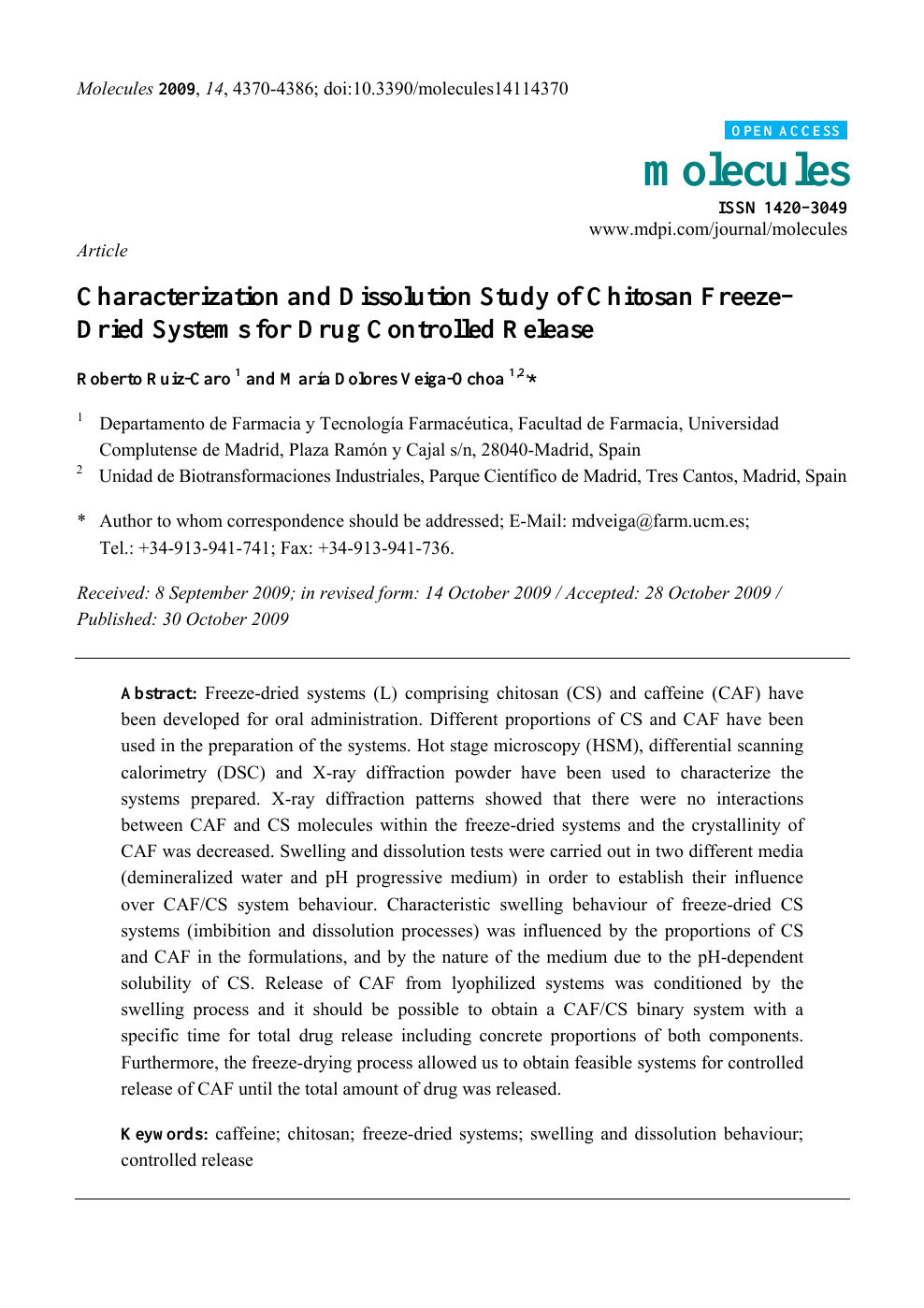 Characterization And Dissolution Study Of Chitosan Freeze Dried Systems For Drug Controlled Release Topic Of Research Paper In Nano Technology Download Scholarly Article Pdf And Read For Free On Cyberleninka Open Science Hub