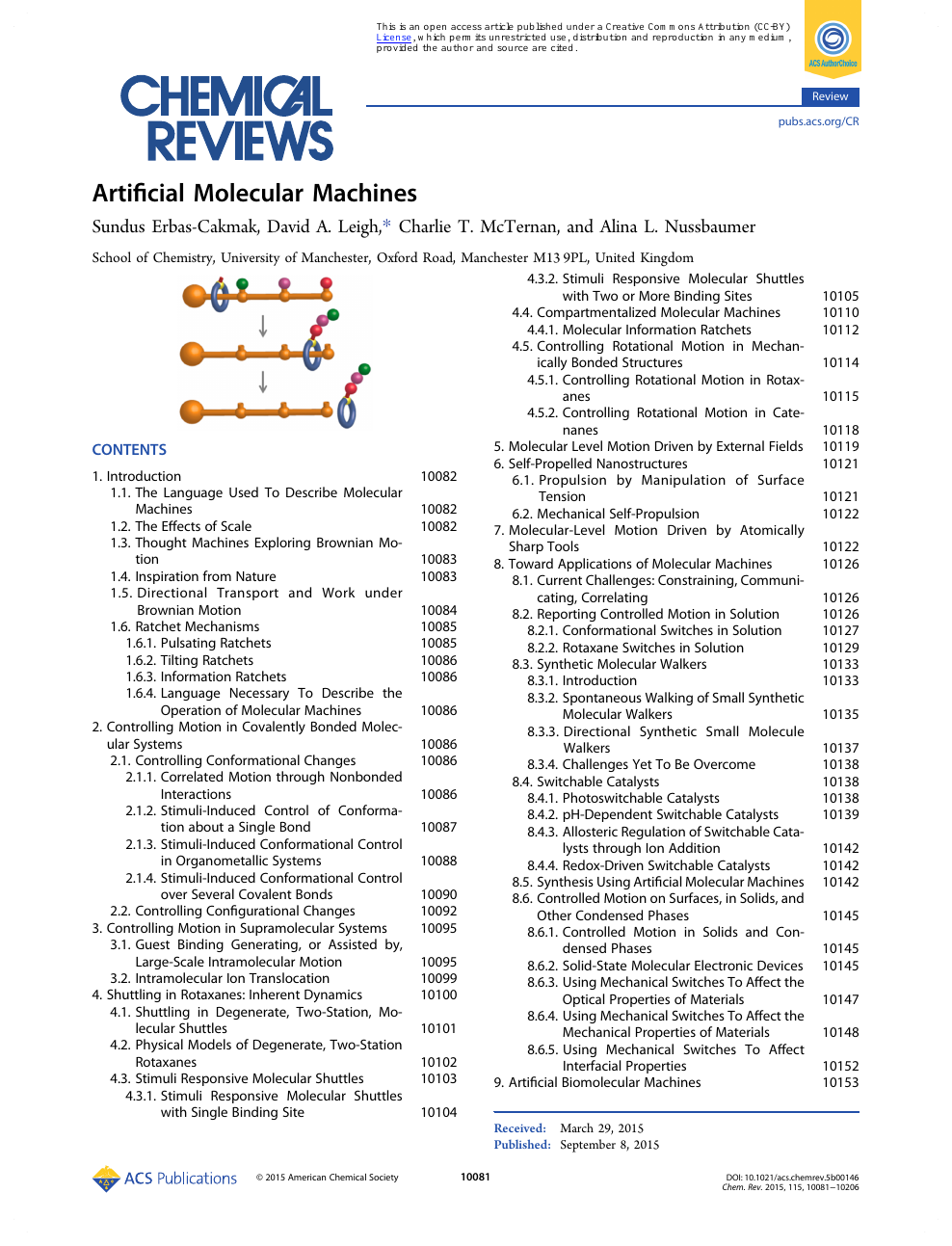 Artificial Molecular Machines – topic of research paper in 