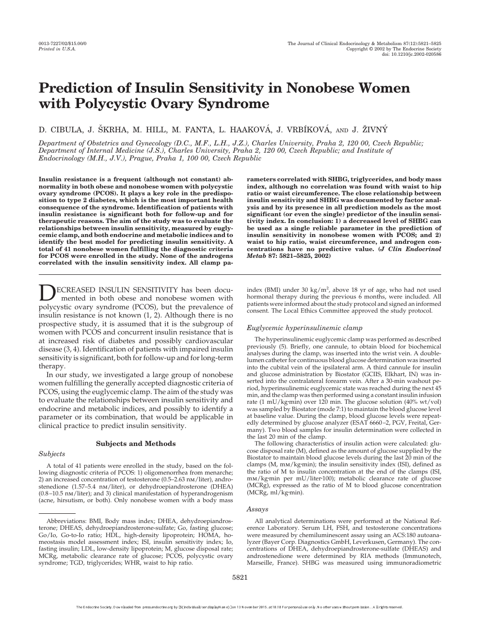 Prediction Of Insulin Sensitivity In Nonobese Women With Polycystic Ovary Syndrome Topic Of Research Paper In Clinical Medicine Download Scholarly Article Pdf And Read For Free On Cyberleninka Open Science Hub