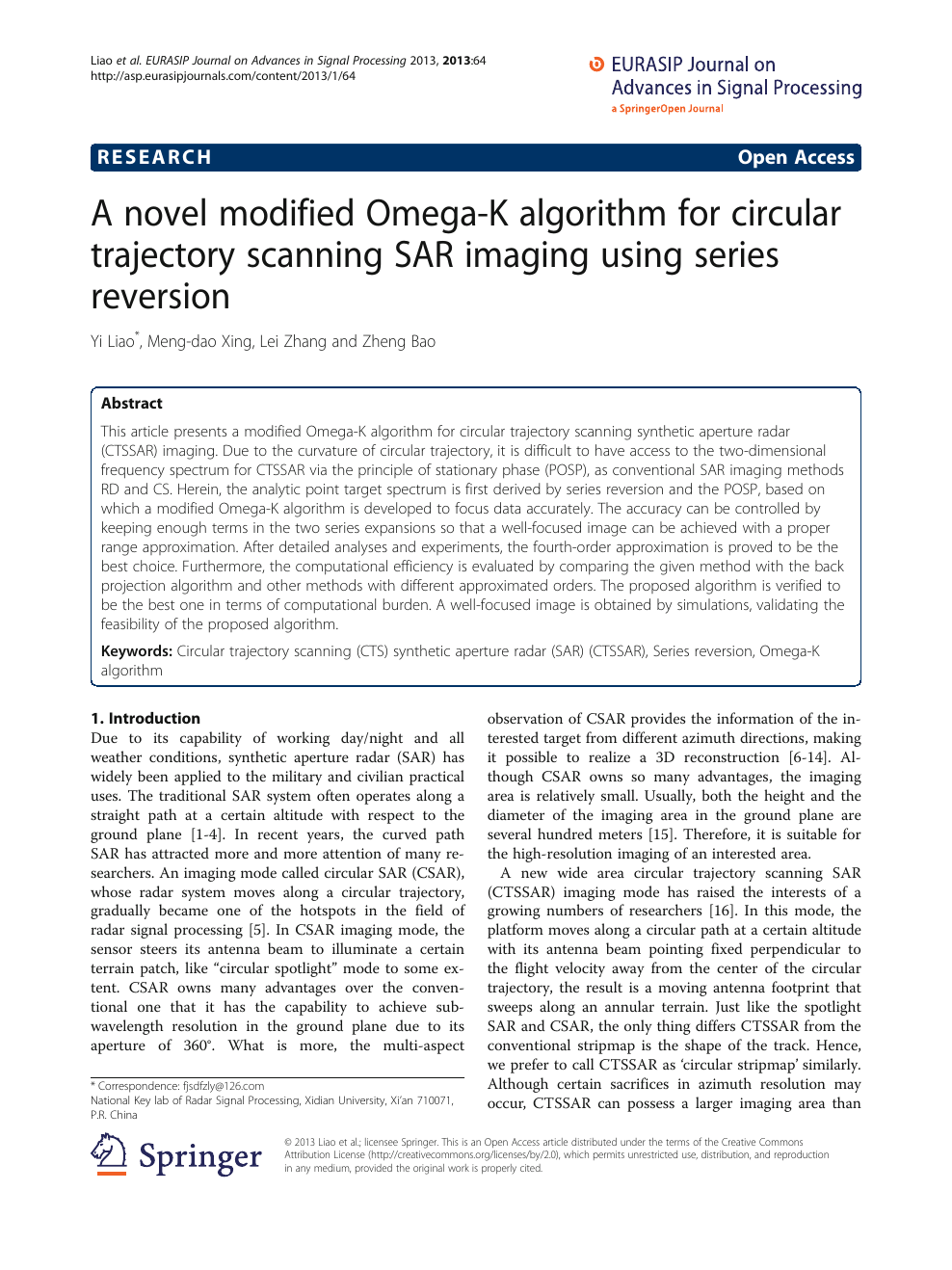 A Novel Modified Omega K Algorithm For Circular Trajectory Scanning Sar Imaging Using Series Reversion Topic Of Research Paper In Electrical Engineering Electronic Engineering Information Engineering Download Scholarly Article Pdf And Read